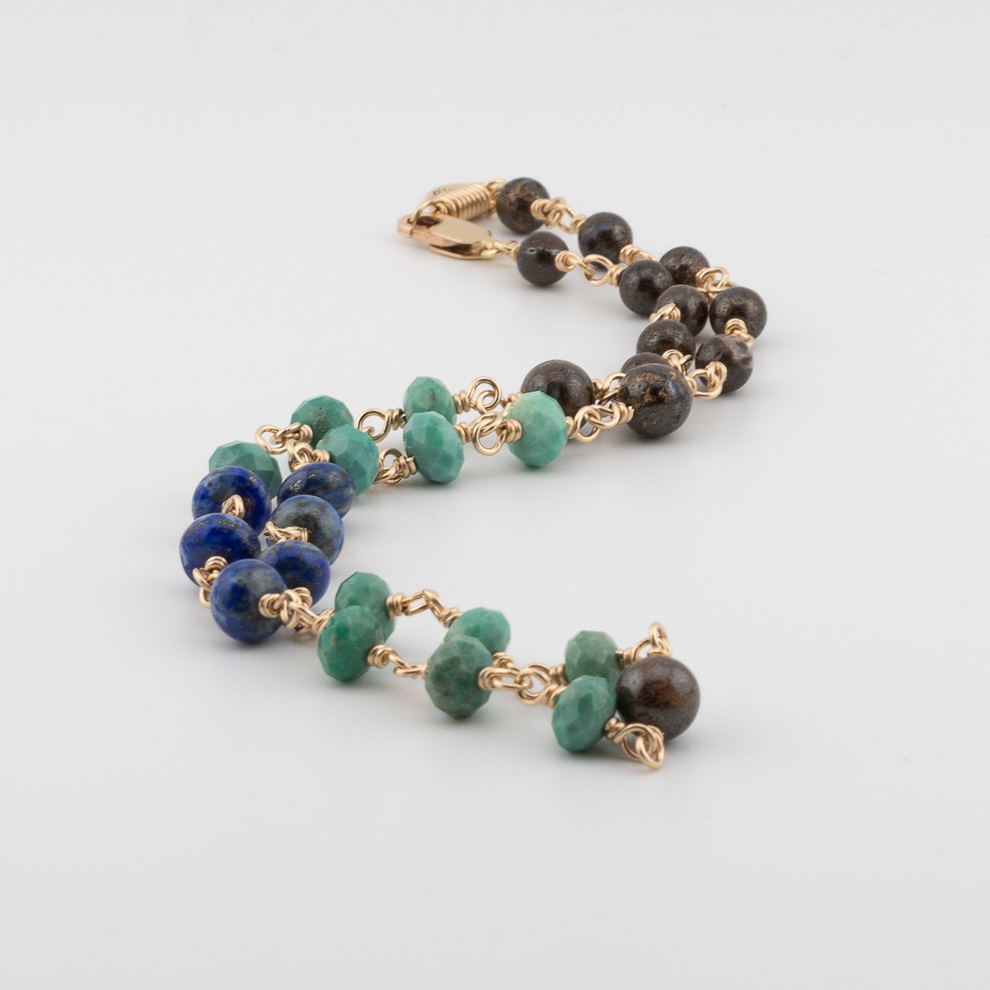 The Celestial Earth Necklace – Chrysoprase, Lapis, and Boulder Opal