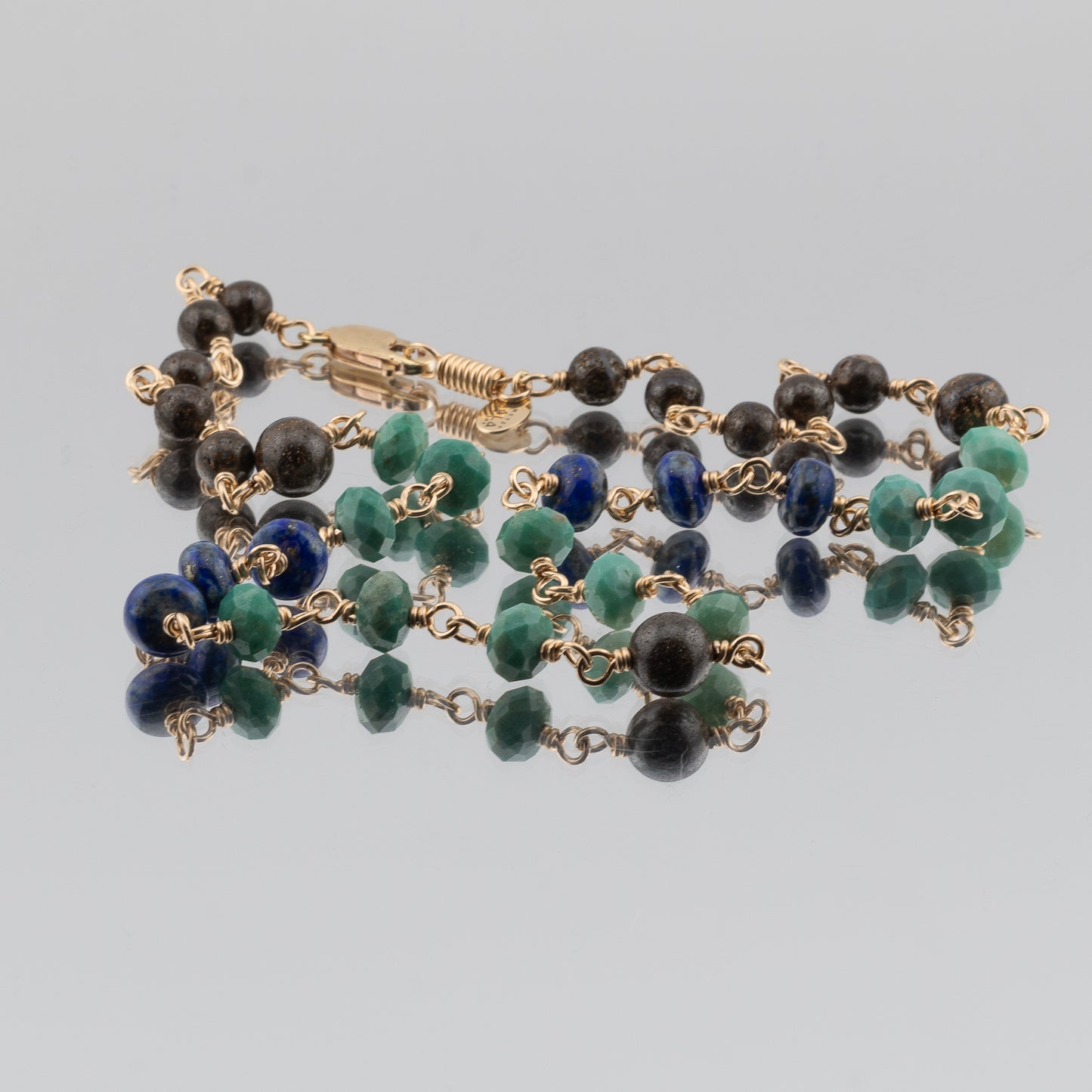 The Celestial Earth Necklace – Chrysoprase, Lapis, and Boulder Opal