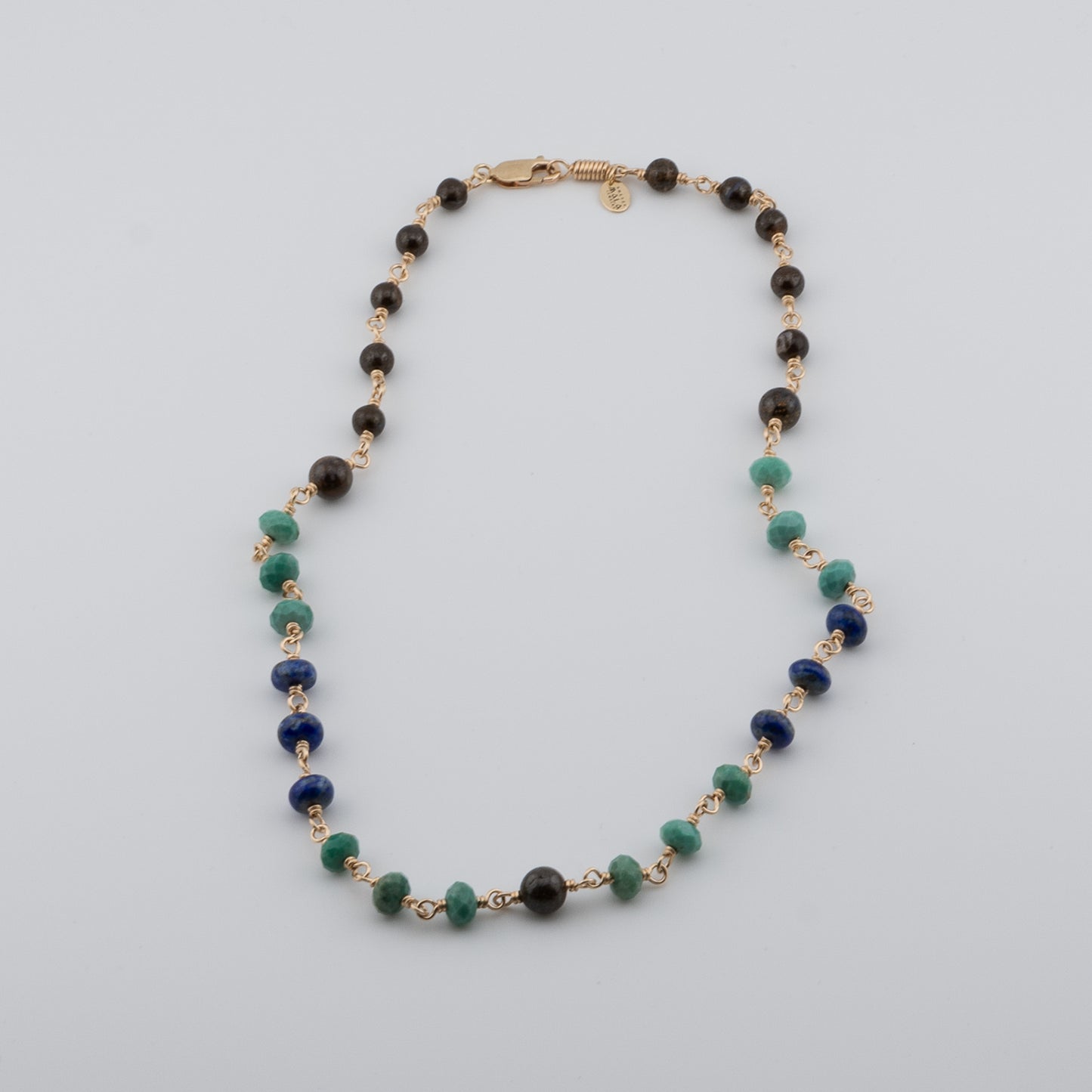 The Celestial Earth Necklace – Chrysoprase, Lapis, and Boulder Opal