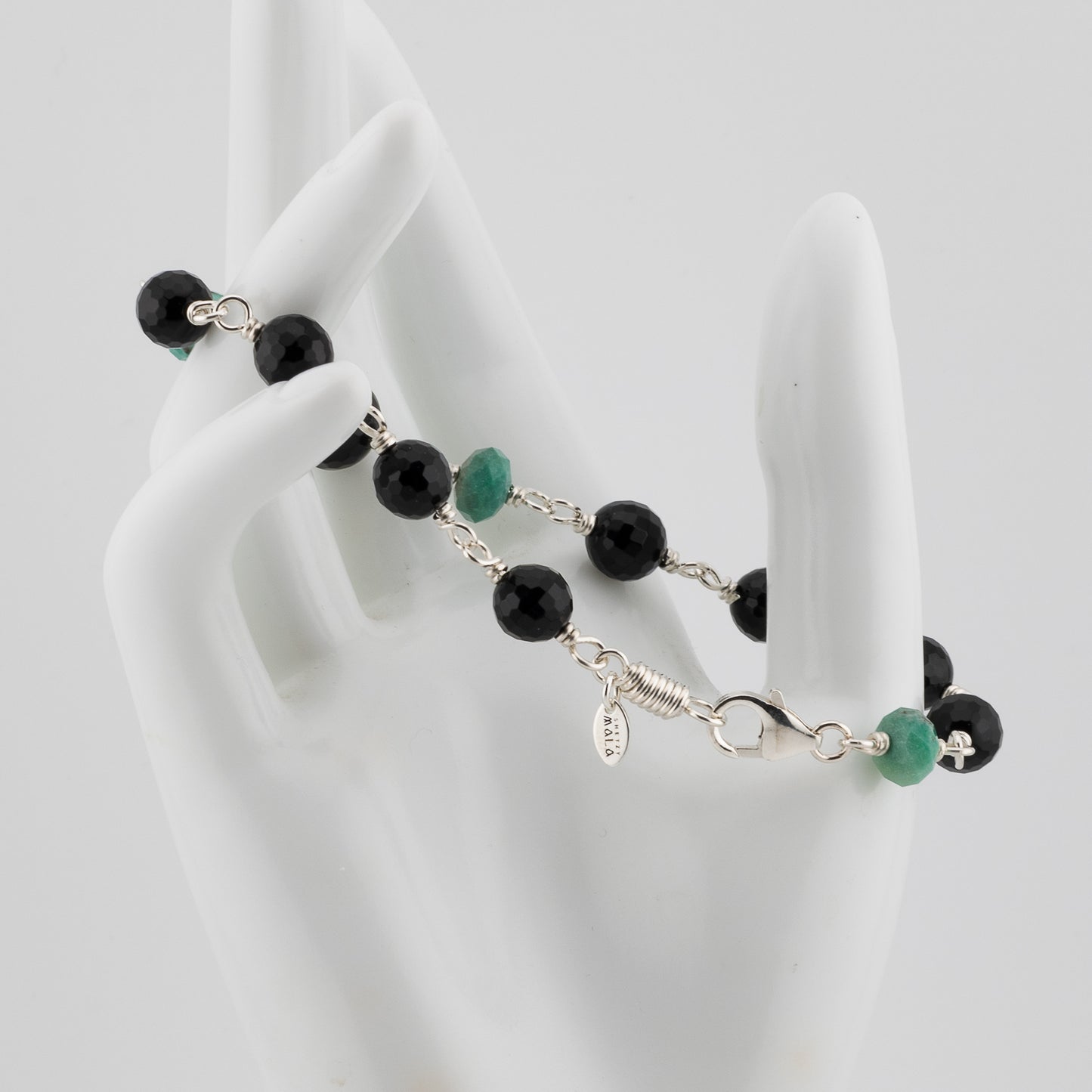 The Midnight Meadow  Bracelet- Black Onyx and Chrysoprase