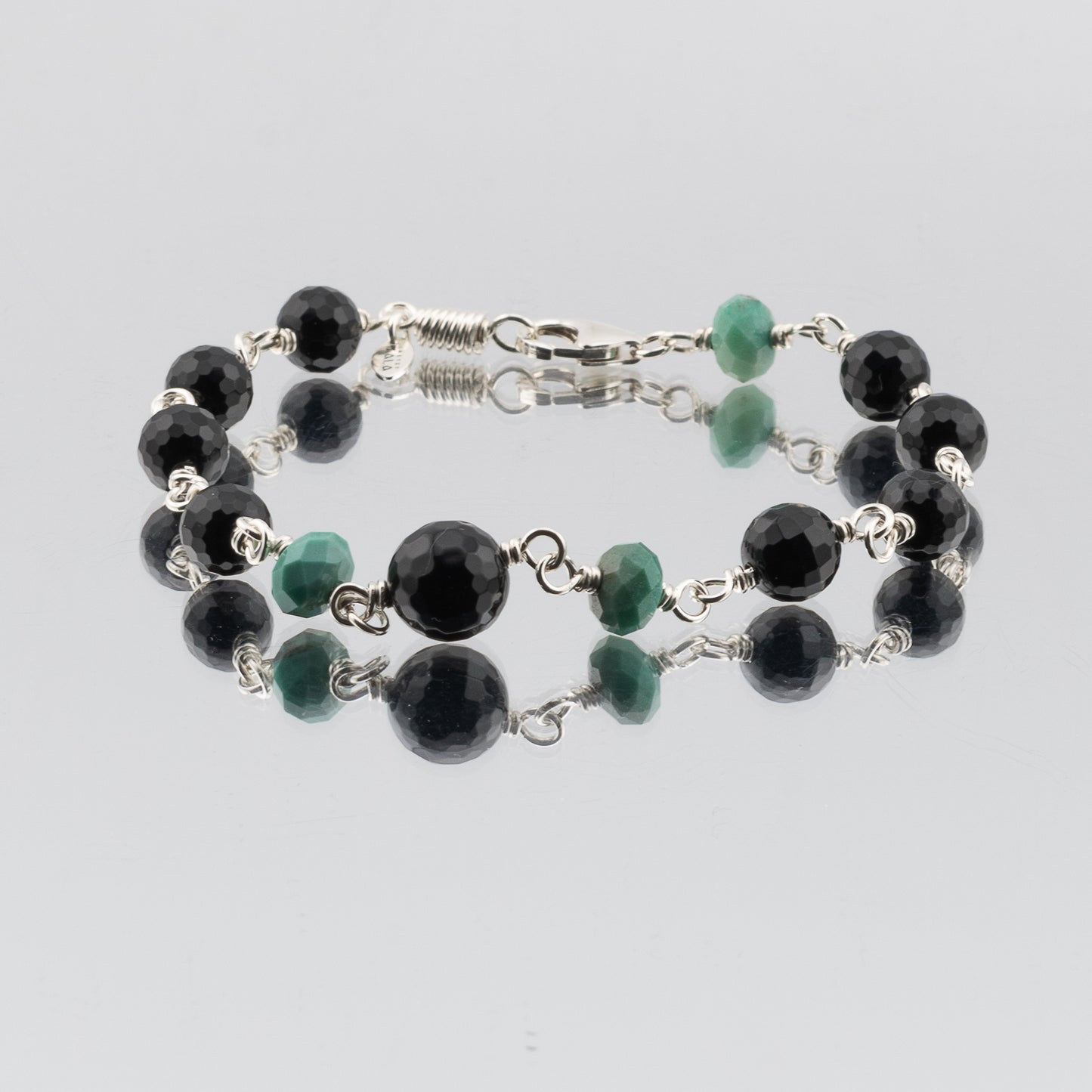 The Midnight Meadow  Bracelet- Black Onyx and Chrysoprase