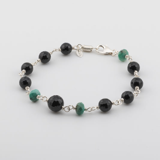 The Midnight Meadow  Bracelet- Black Onyx and Chrysoprase