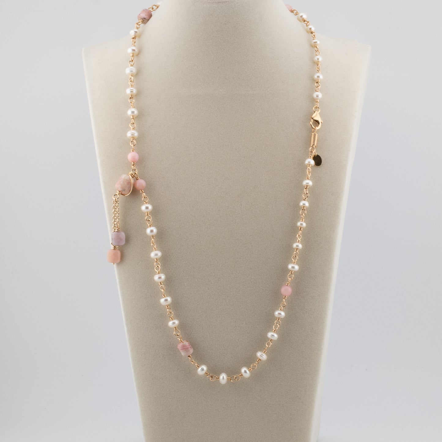 The Blush Harmony Necklace – Pink Opal & Freshwater Pearl