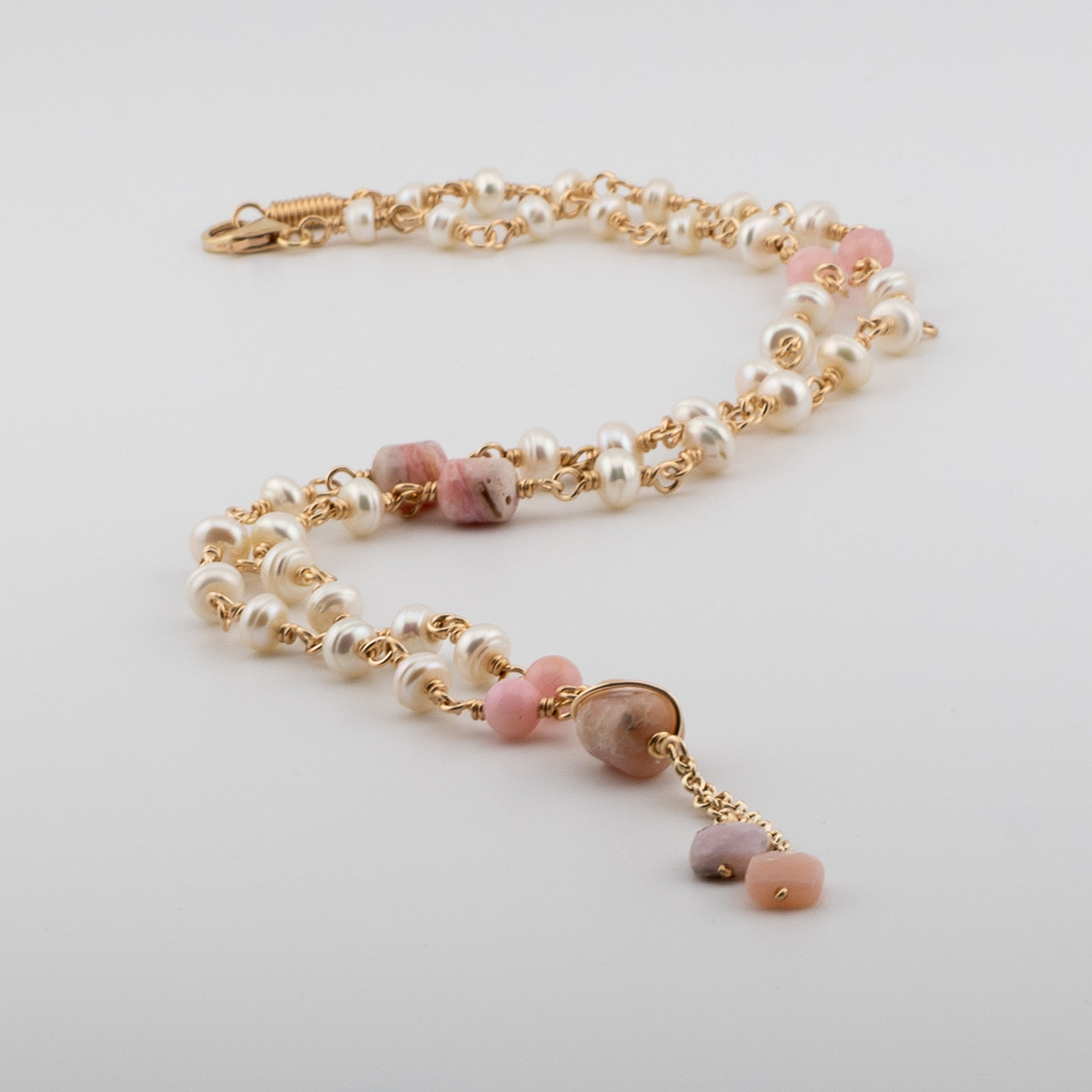 The Blush Harmony Necklace – Pink Opal & Freshwater Pearl