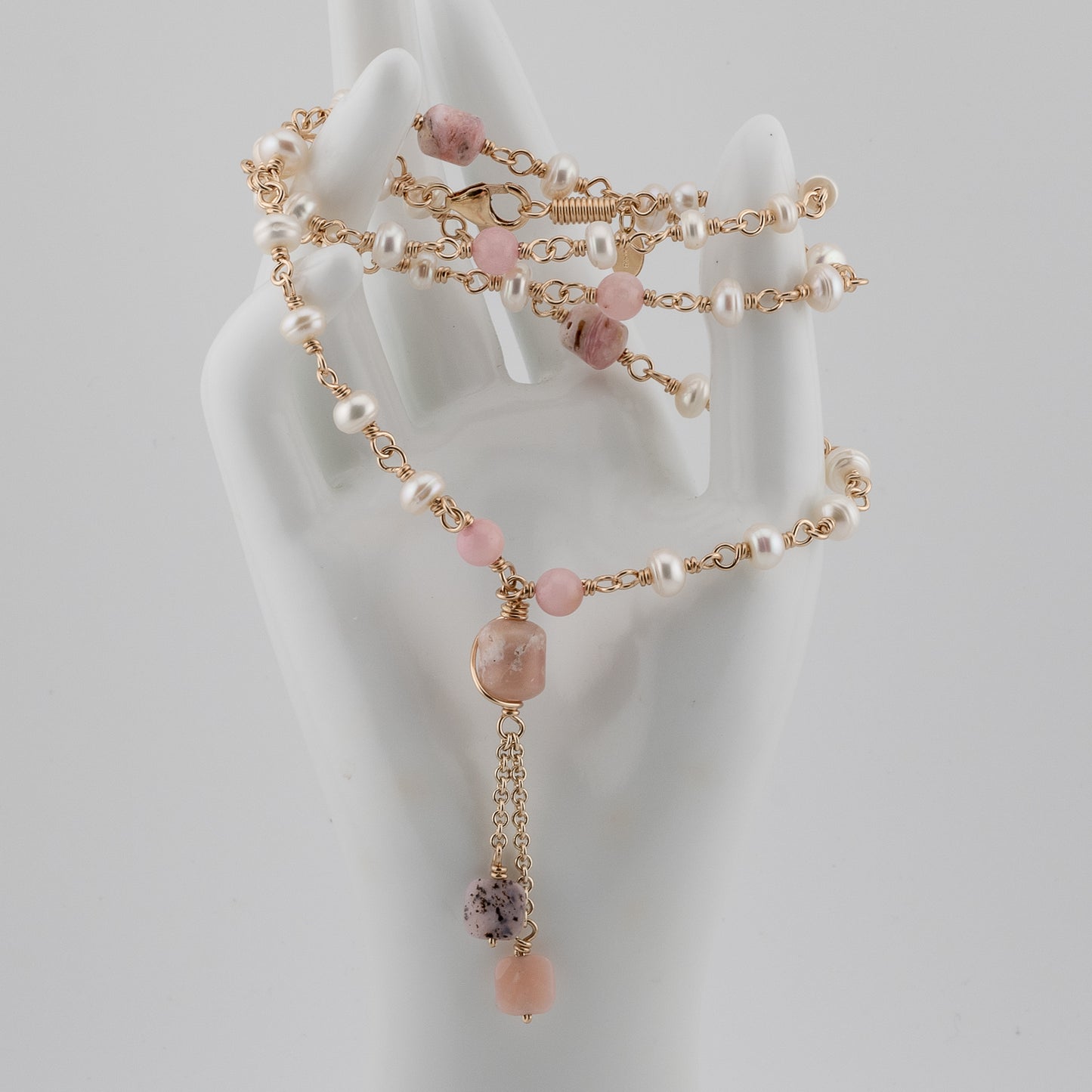 The Blush Harmony Necklace – Pink Opal & Freshwater Pearl