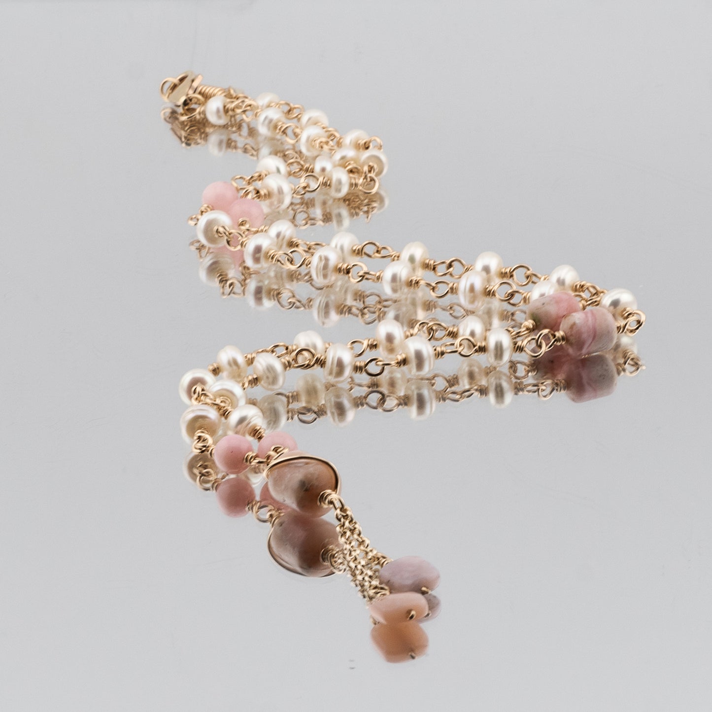 The Blush Harmony Necklace – Pink Opal & Freshwater Pearl
