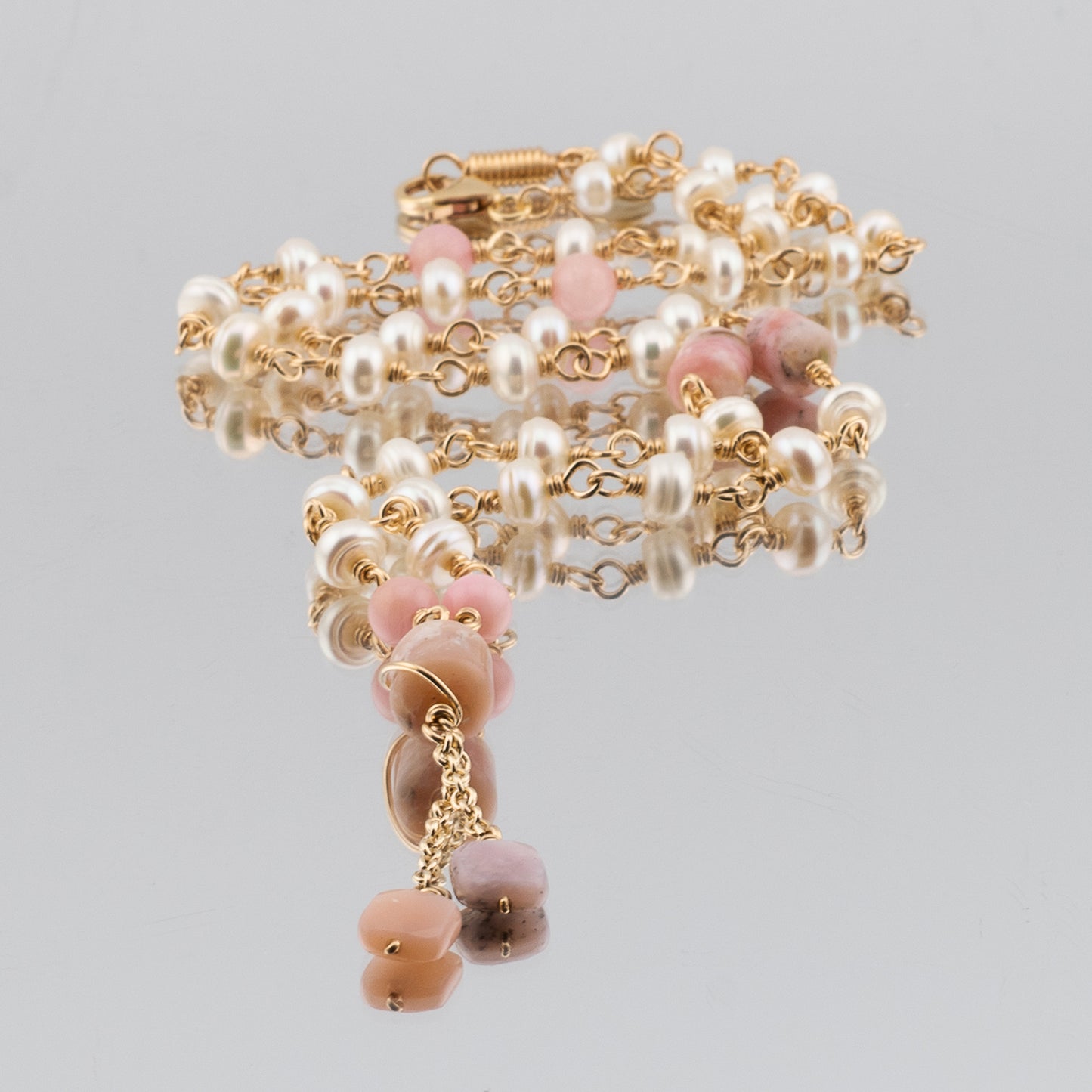 The Blush Harmony Necklace – Pink Opal & Freshwater Pearl