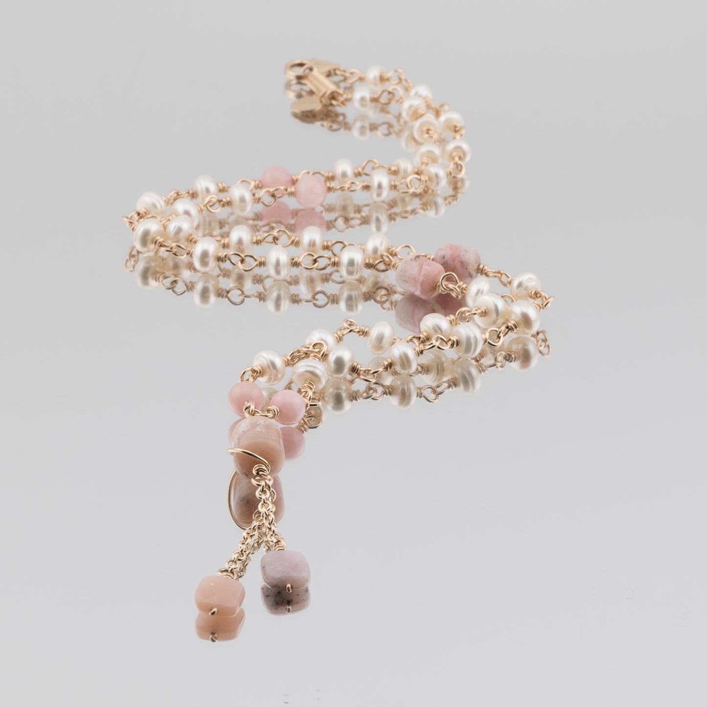 The Blush Harmony Necklace – Pink Opal & Freshwater Pearl