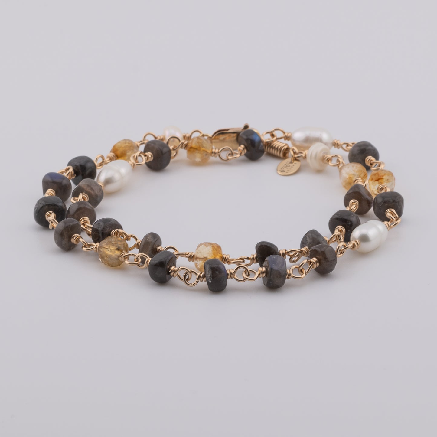 The Twilight Horizon Necklace – Labradorite, Citrine & Freshwater Pearl