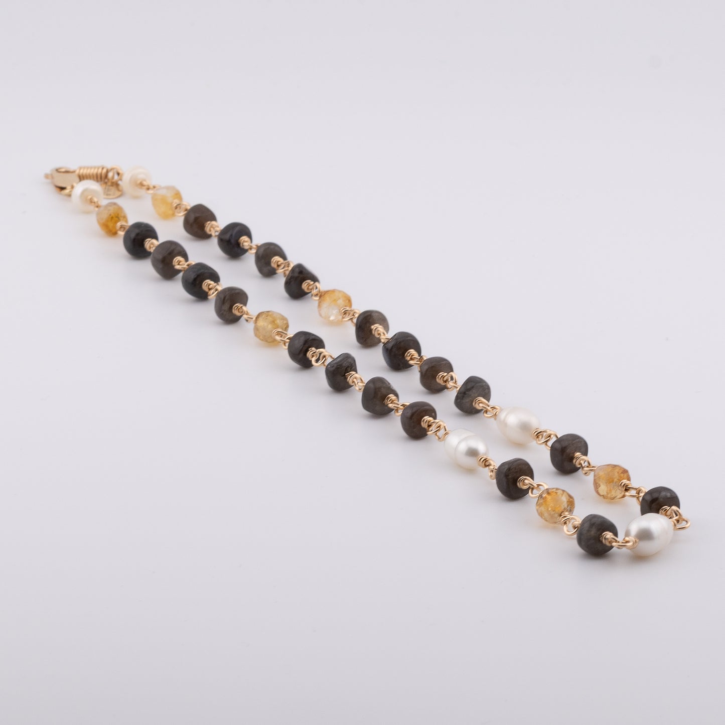 The Twilight Horizon Necklace – Labradorite, Citrine & Freshwater Pearl