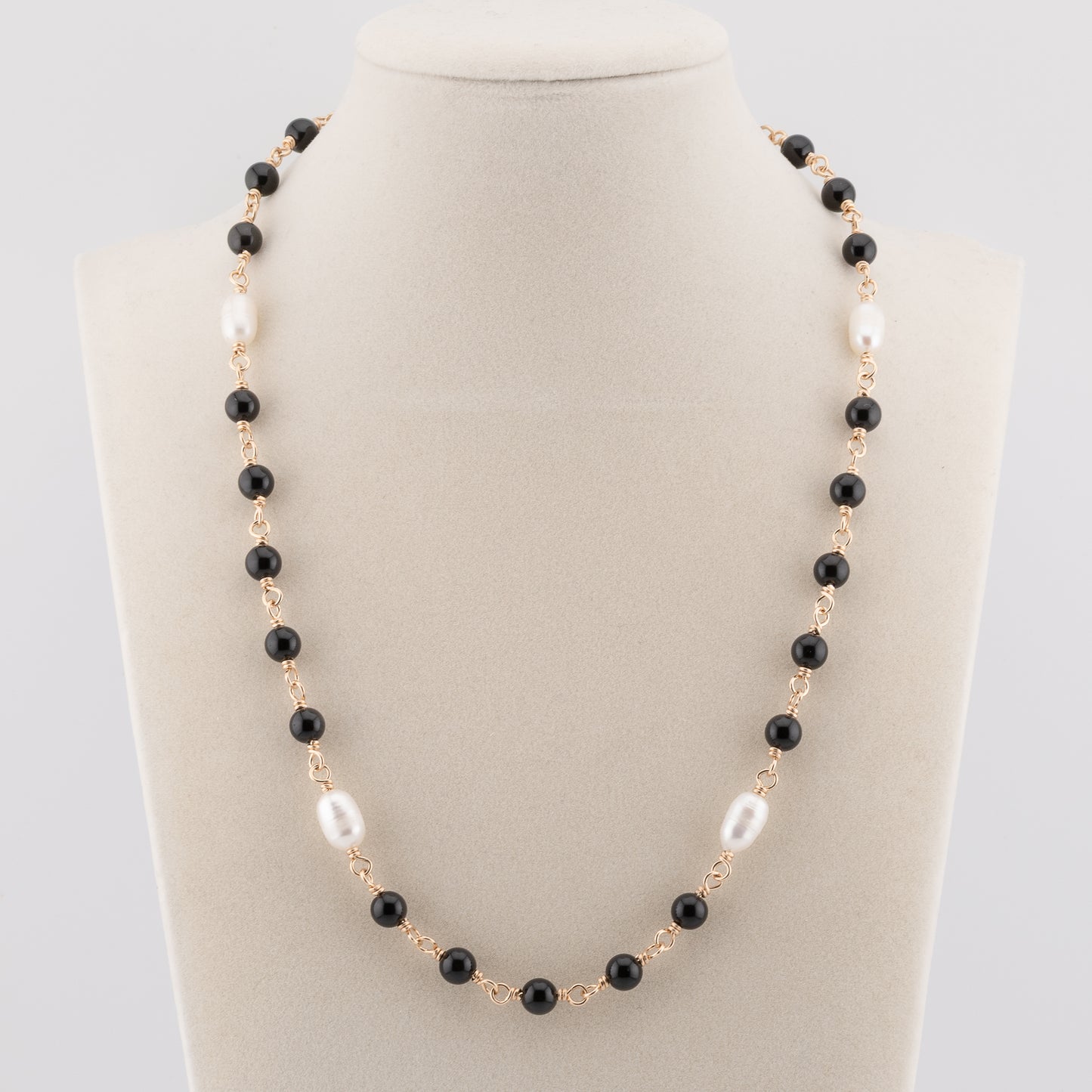 The Midnight Eclipse Necklace – Rainbow Obsidian & Freshwater Pearl