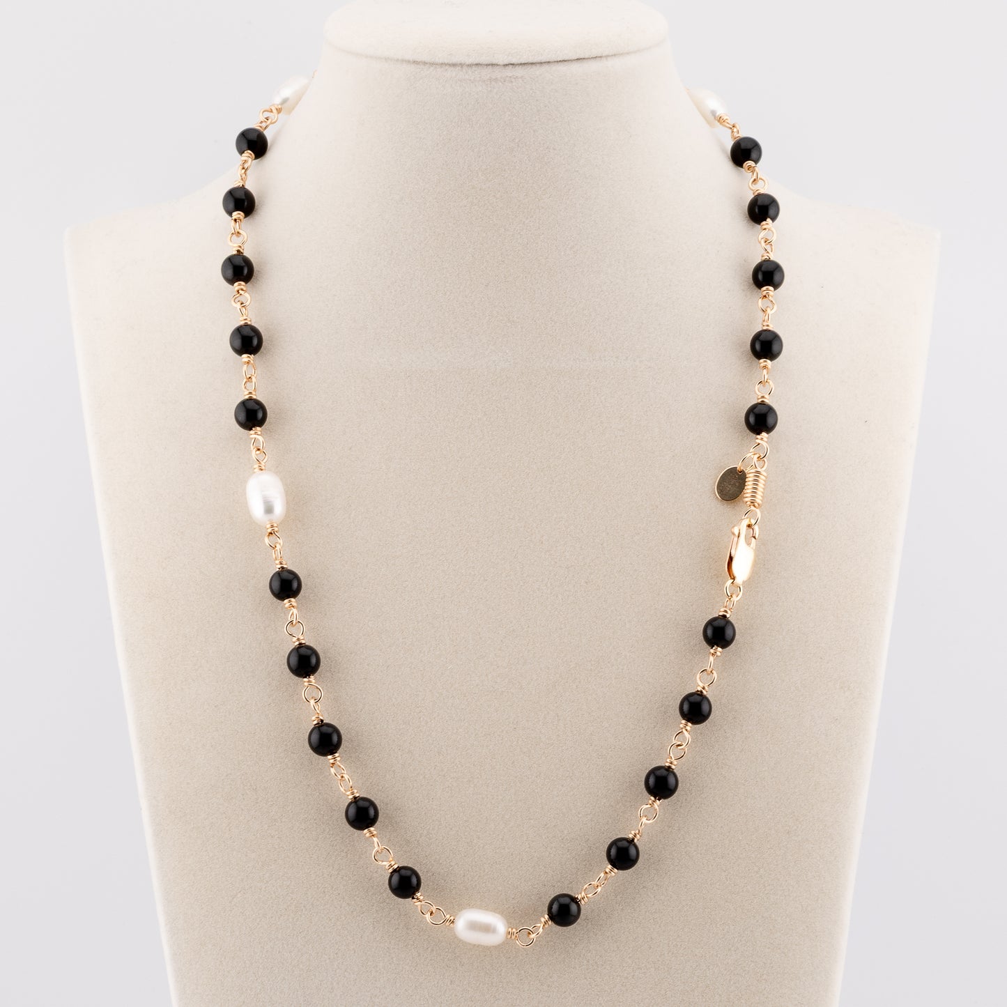 The Midnight Eclipse Necklace – Rainbow Obsidian & Freshwater Pearl