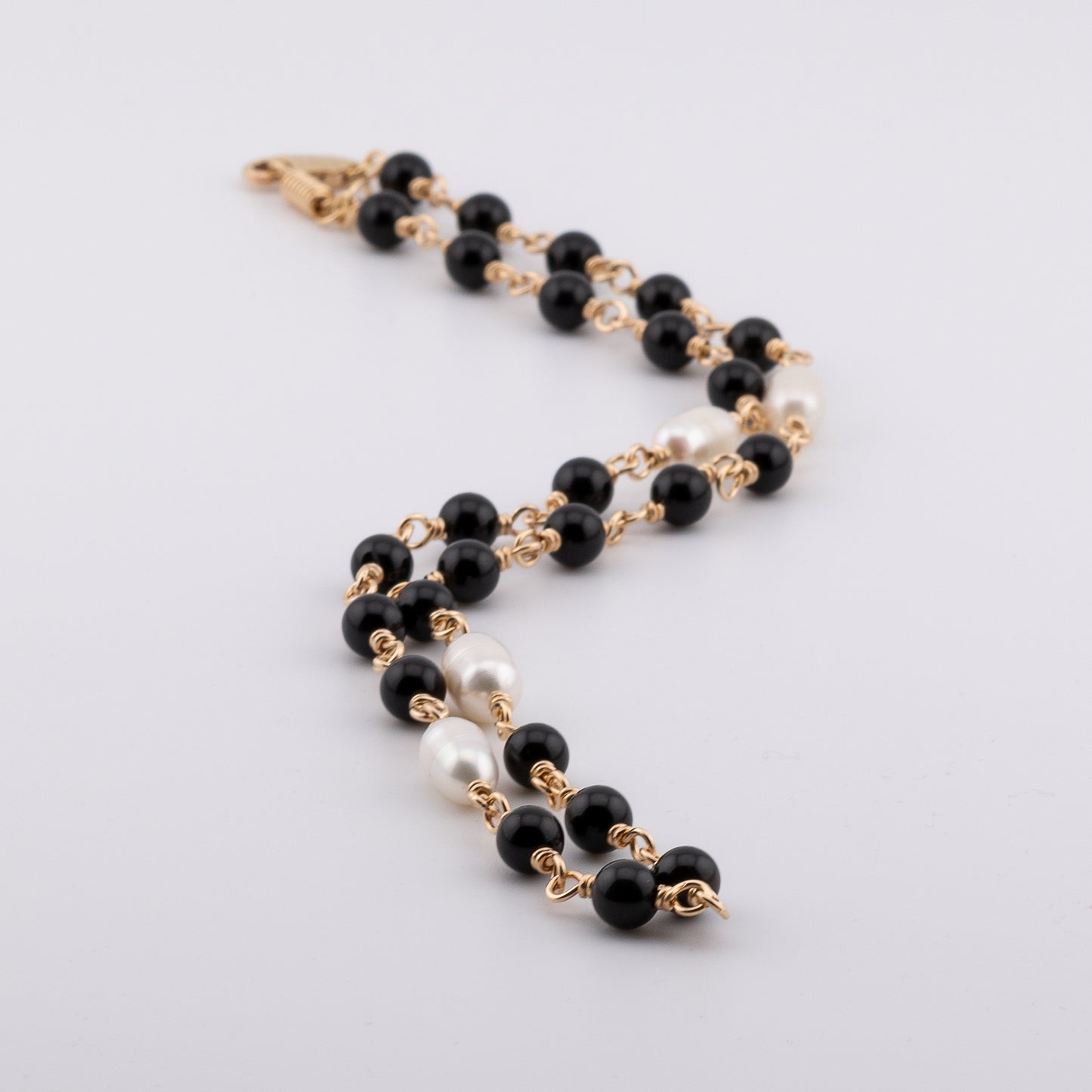 The Midnight Eclipse Necklace – Rainbow Obsidian & Freshwater Pearl