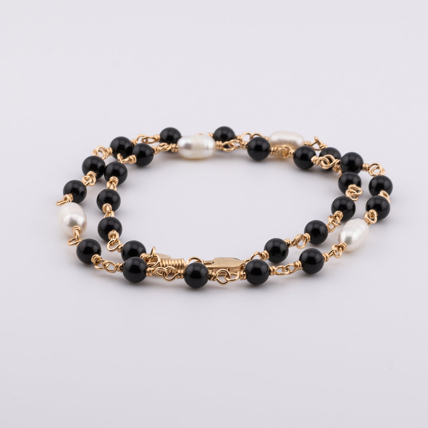 The Midnight Eclipse Necklace – Rainbow Obsidian & Freshwater Pearl