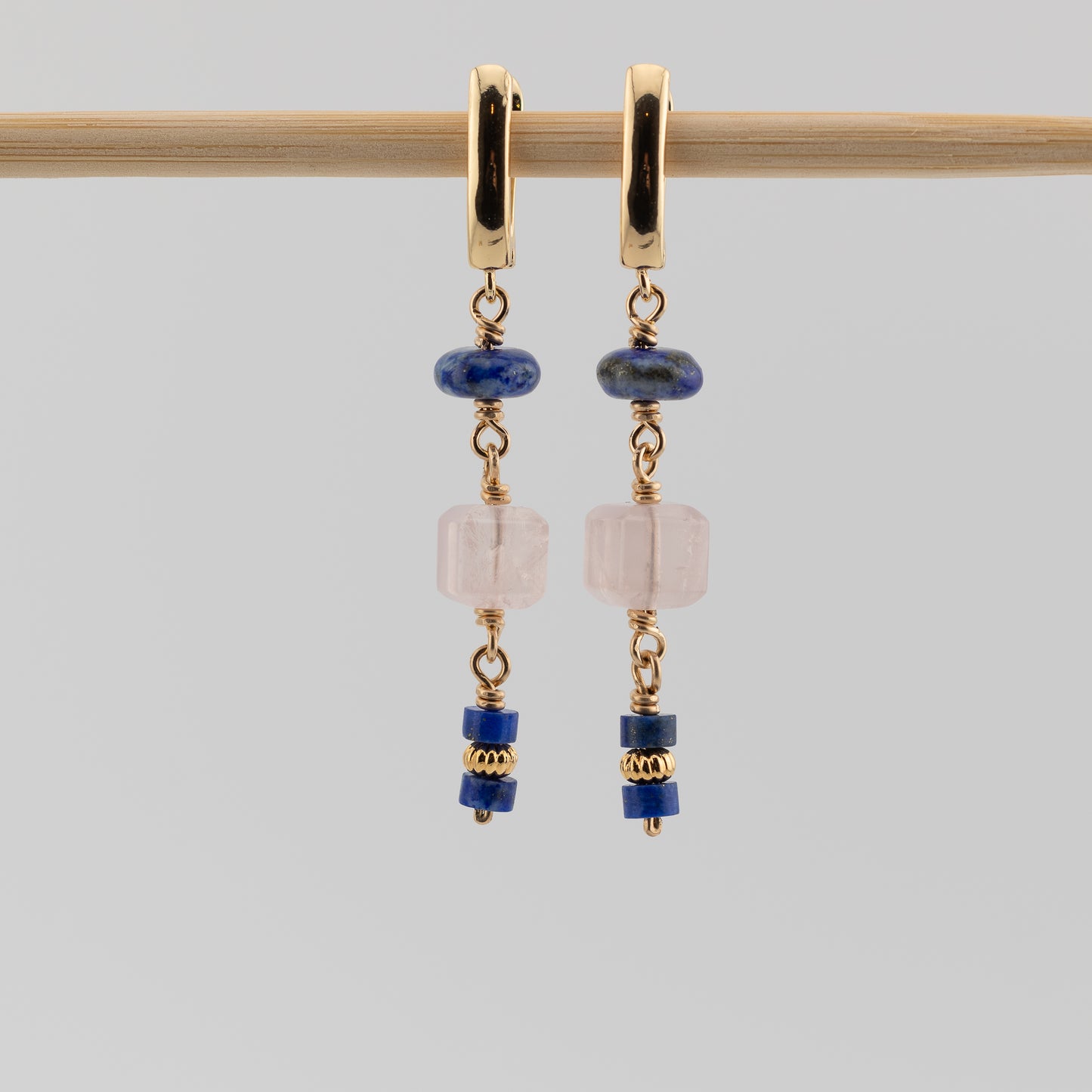 Lapis and Rose Quartz Earrings