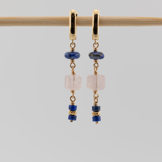 Lapis and Rose Quartz Earrings