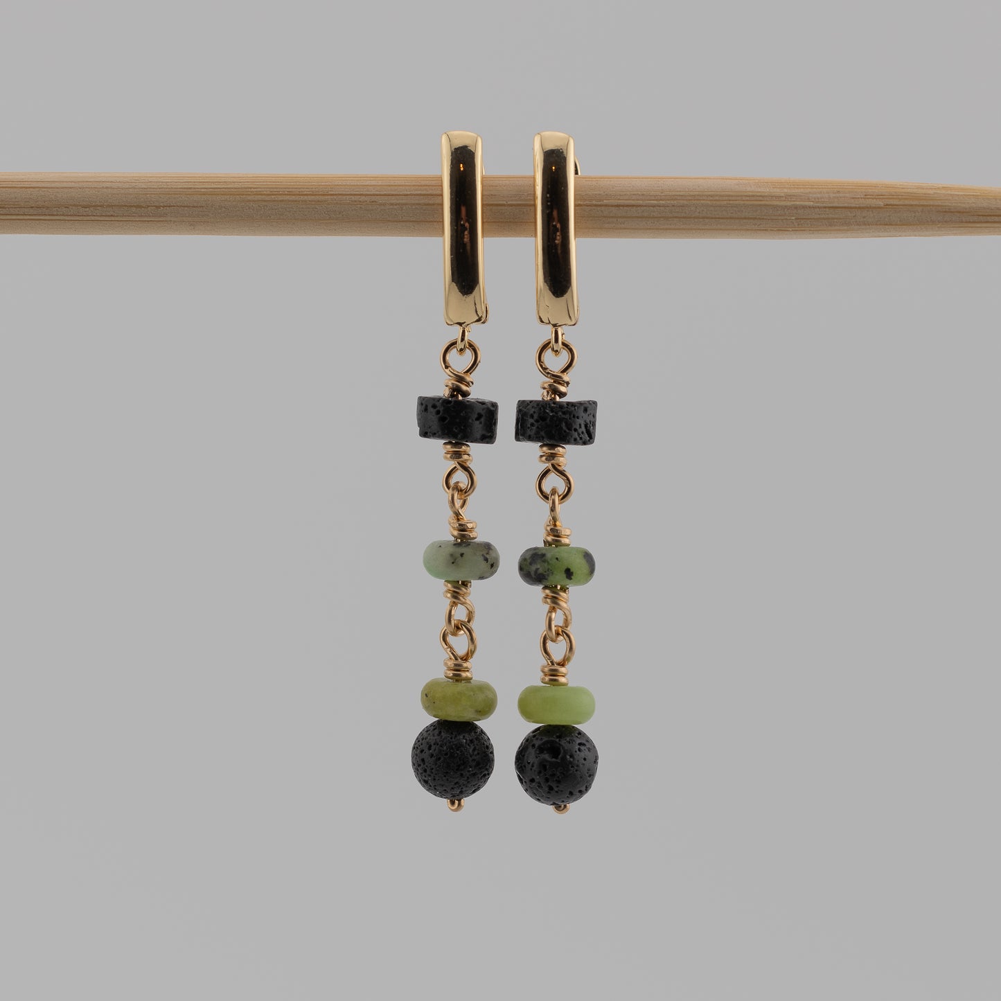 Chrysoprase and Black Lava Earrings