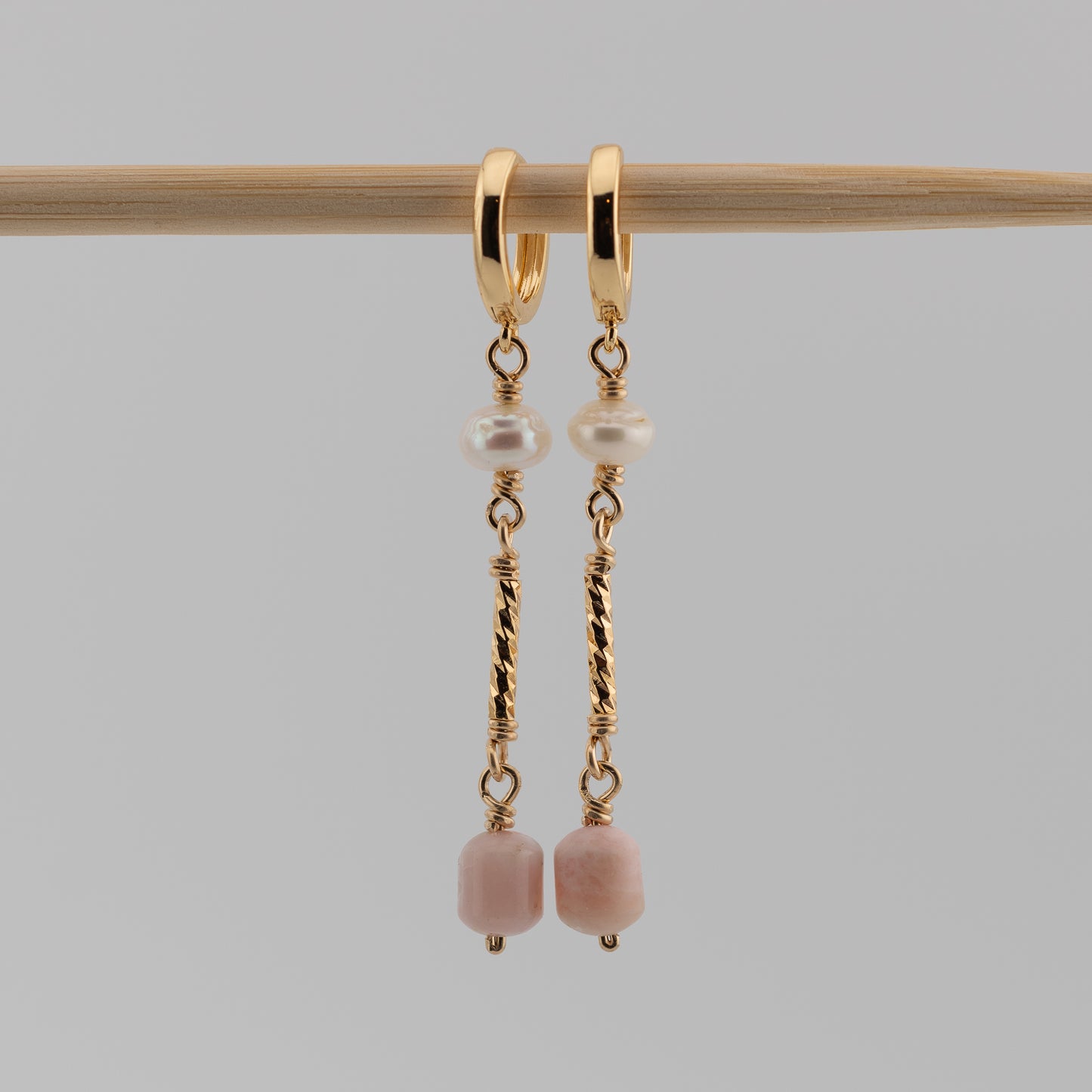 Pink Opal and Pearl Earrings