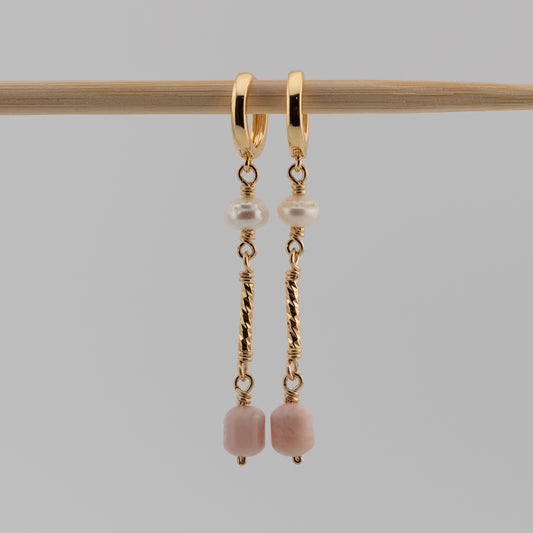 Pink Opal and Pearl Earrings