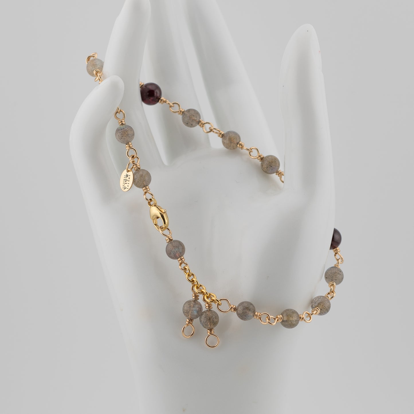 The Mystical Shore Anklet - Labradorite & Garnet