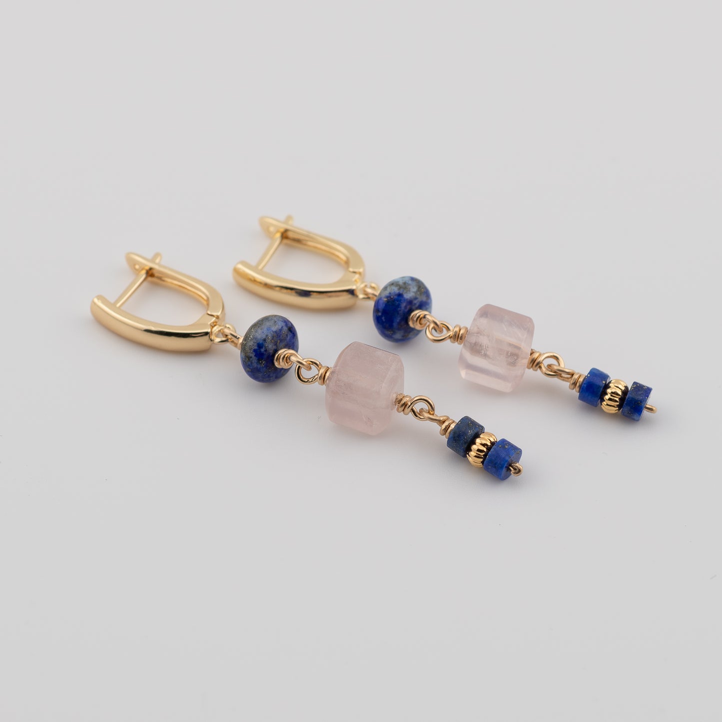 Lapis and Rose Quartz Earrings