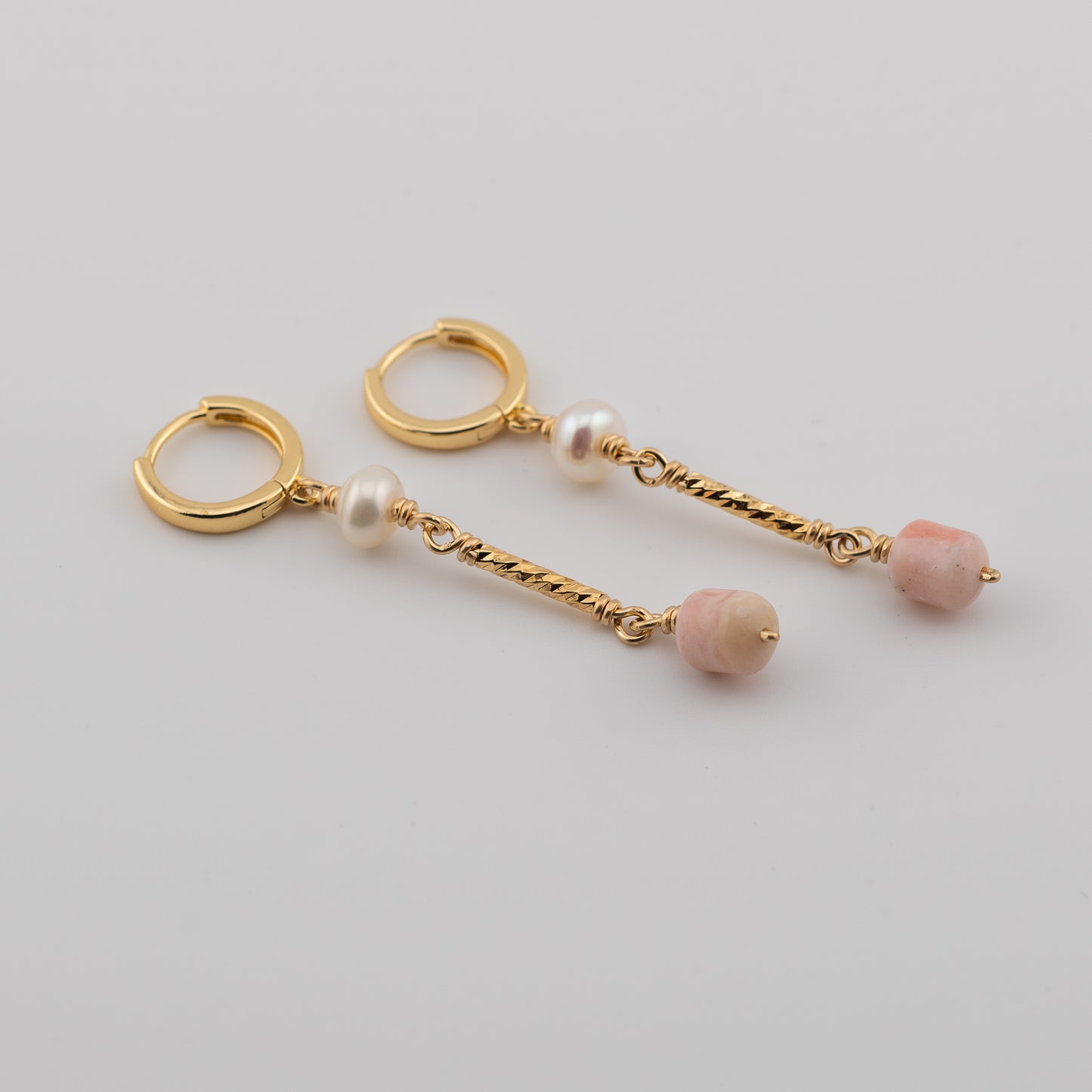 Pink Opal and Pearl Earrings