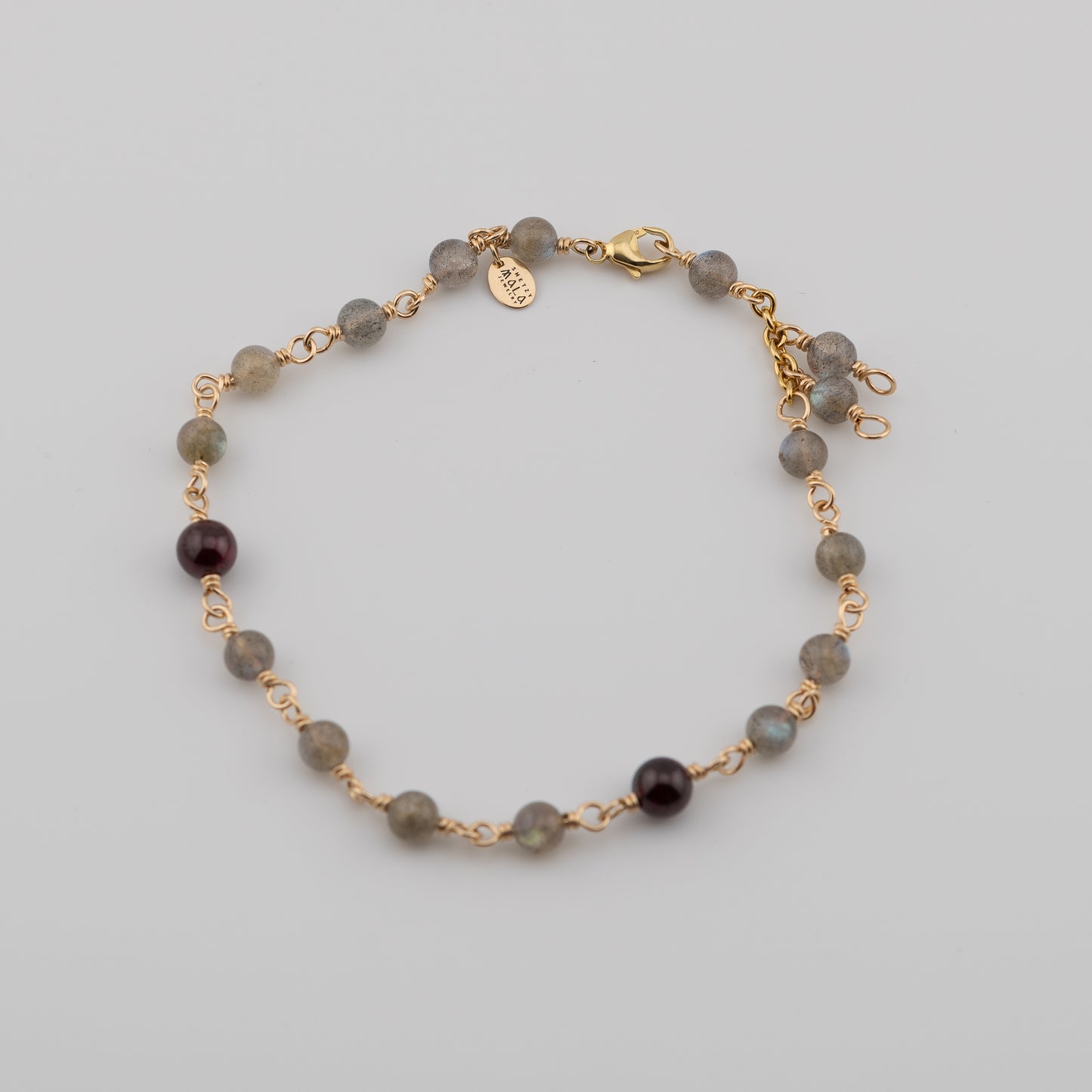 The Mystical Shore Anklet - Labradorite & Garnet