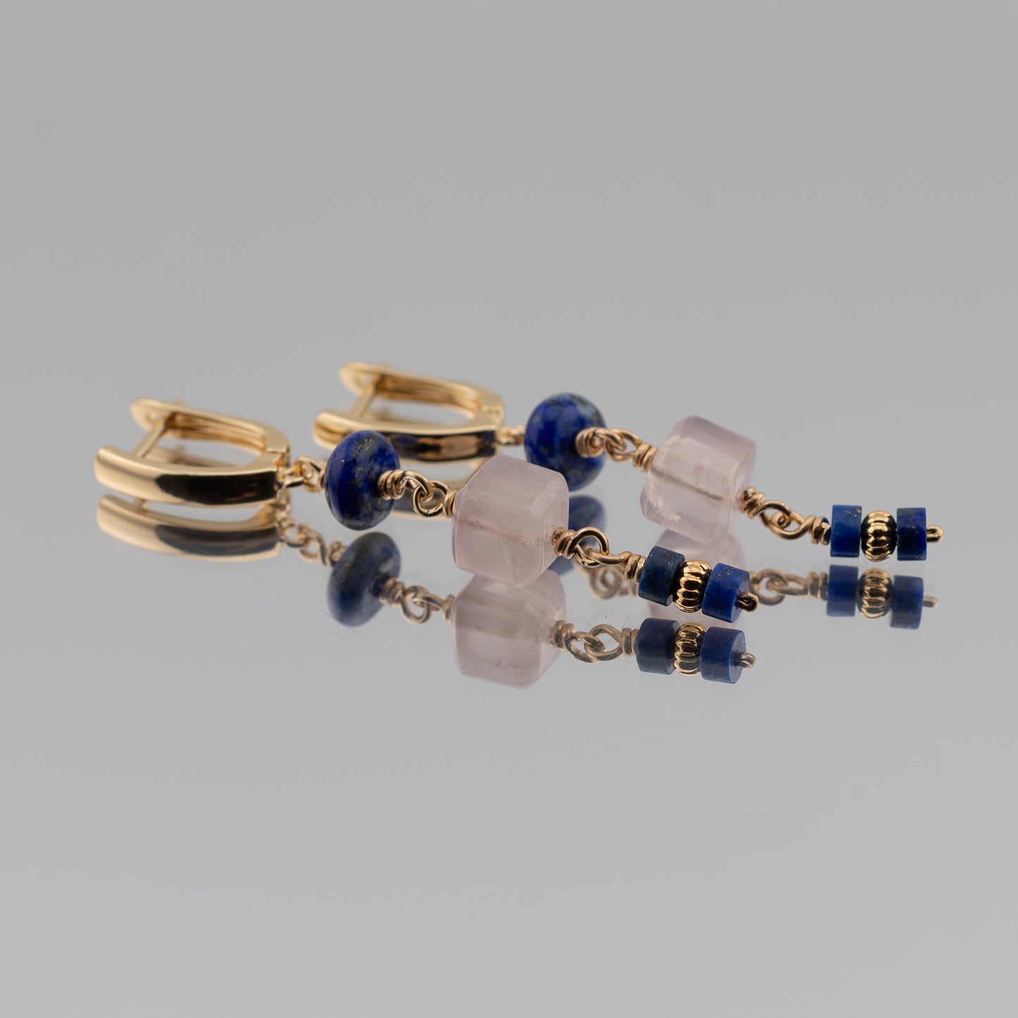 Lapis and Rose Quartz Earrings