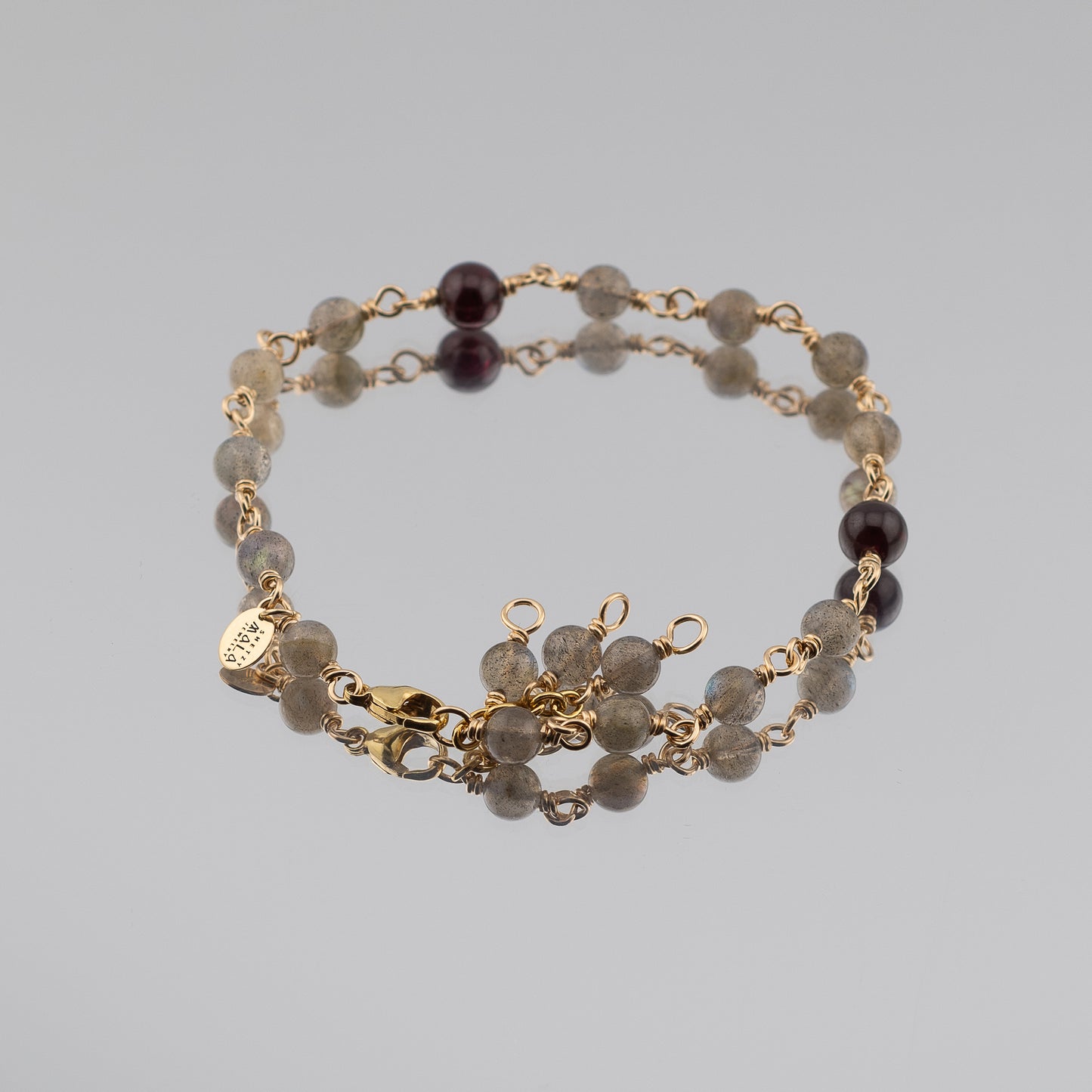 The Mystical Shore Anklet - Labradorite & Garnet