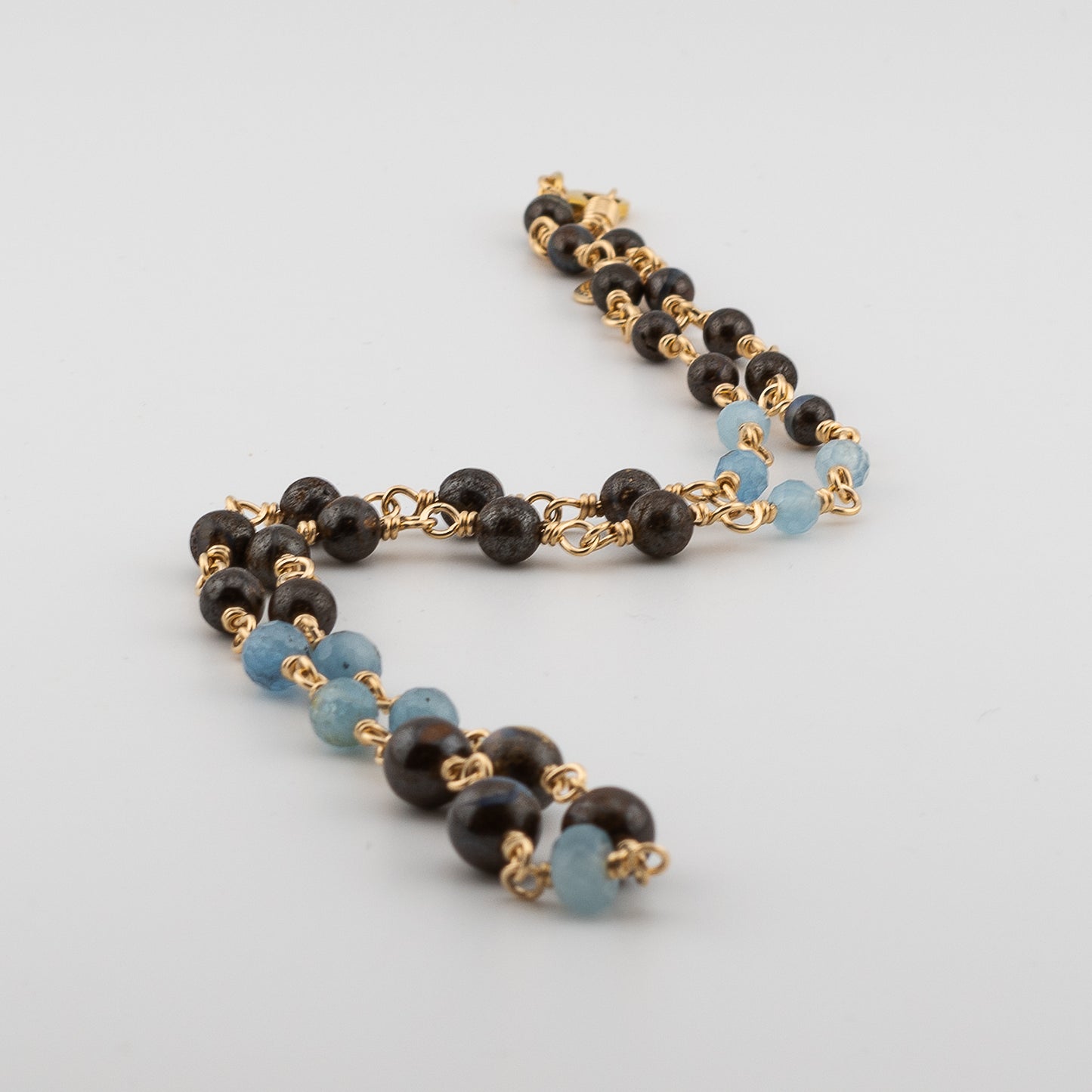 The Ethereal Depths Necklace – Boulder Opal & Faceted Aquamarine