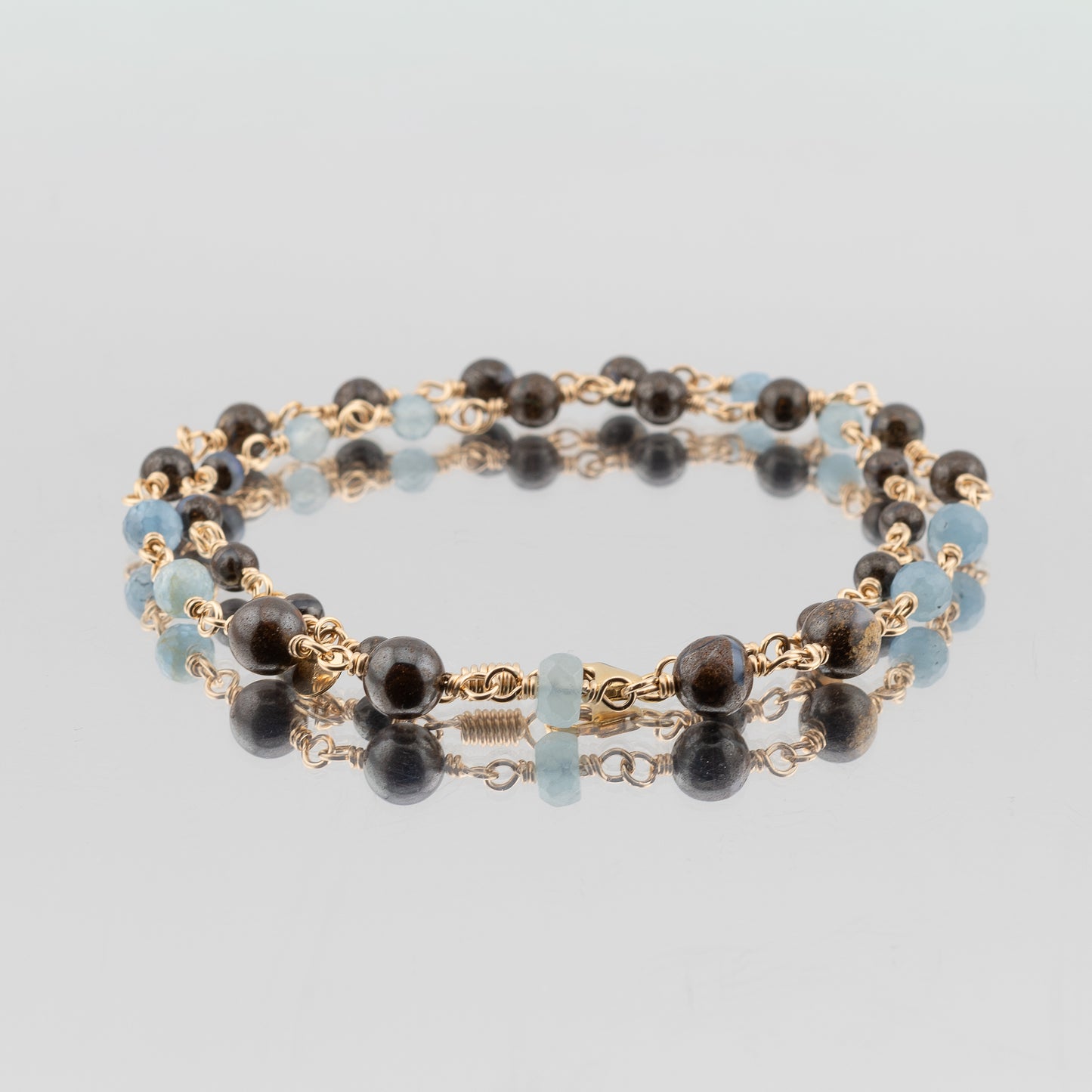 The Ethereal Depths Necklace – Boulder Opal & Faceted Aquamarine