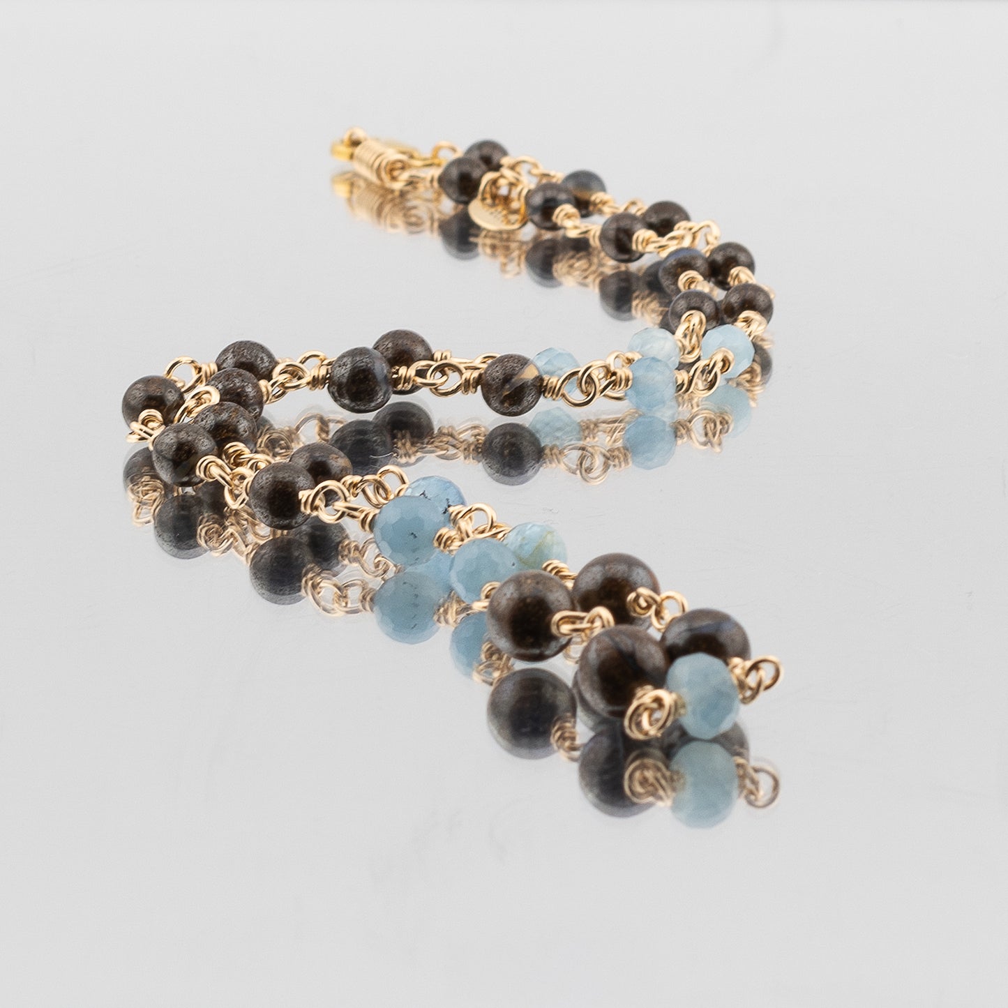 The Ethereal Depths Necklace – Boulder Opal & Faceted Aquamarine