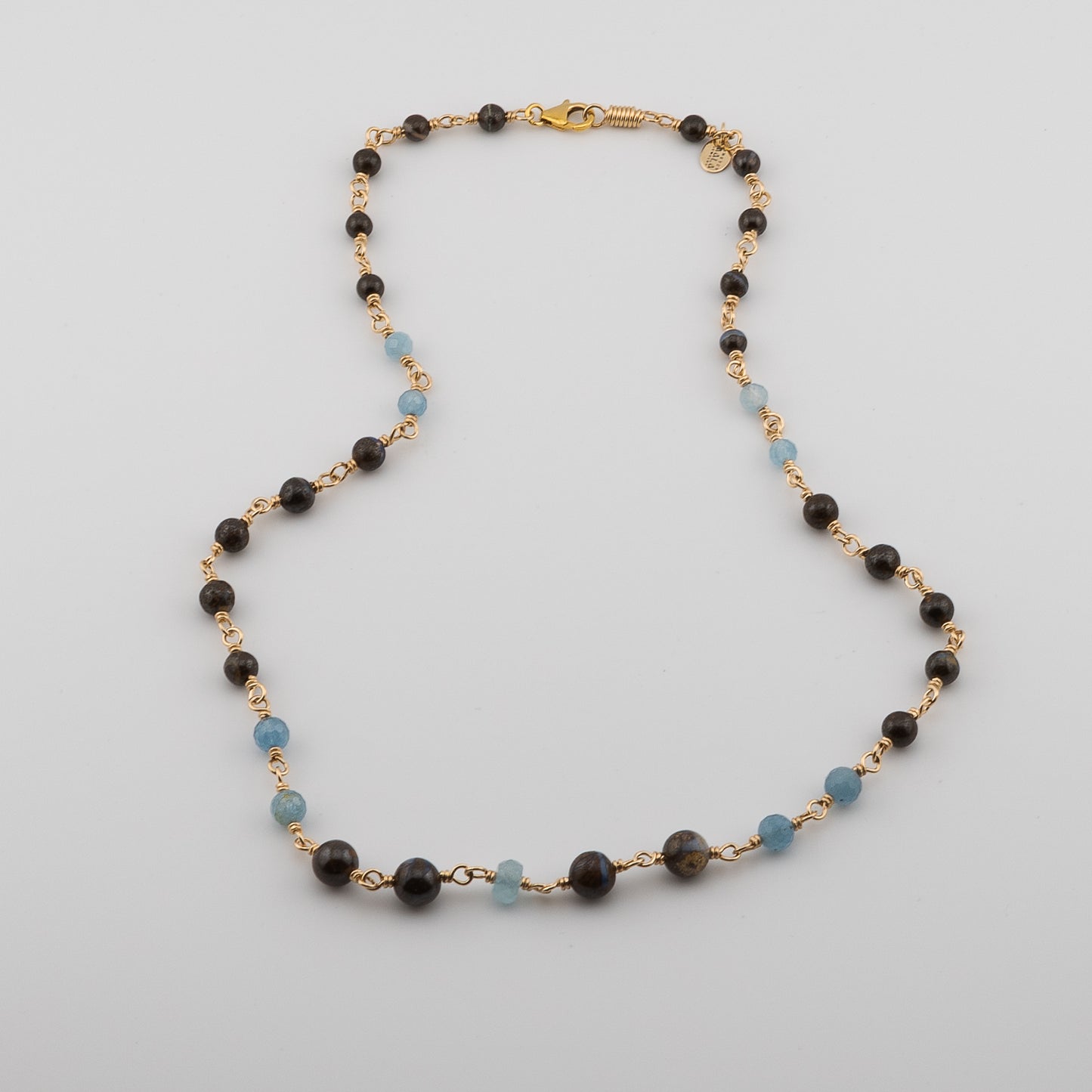 The Ethereal Depths Necklace – Boulder Opal & Faceted Aquamarine