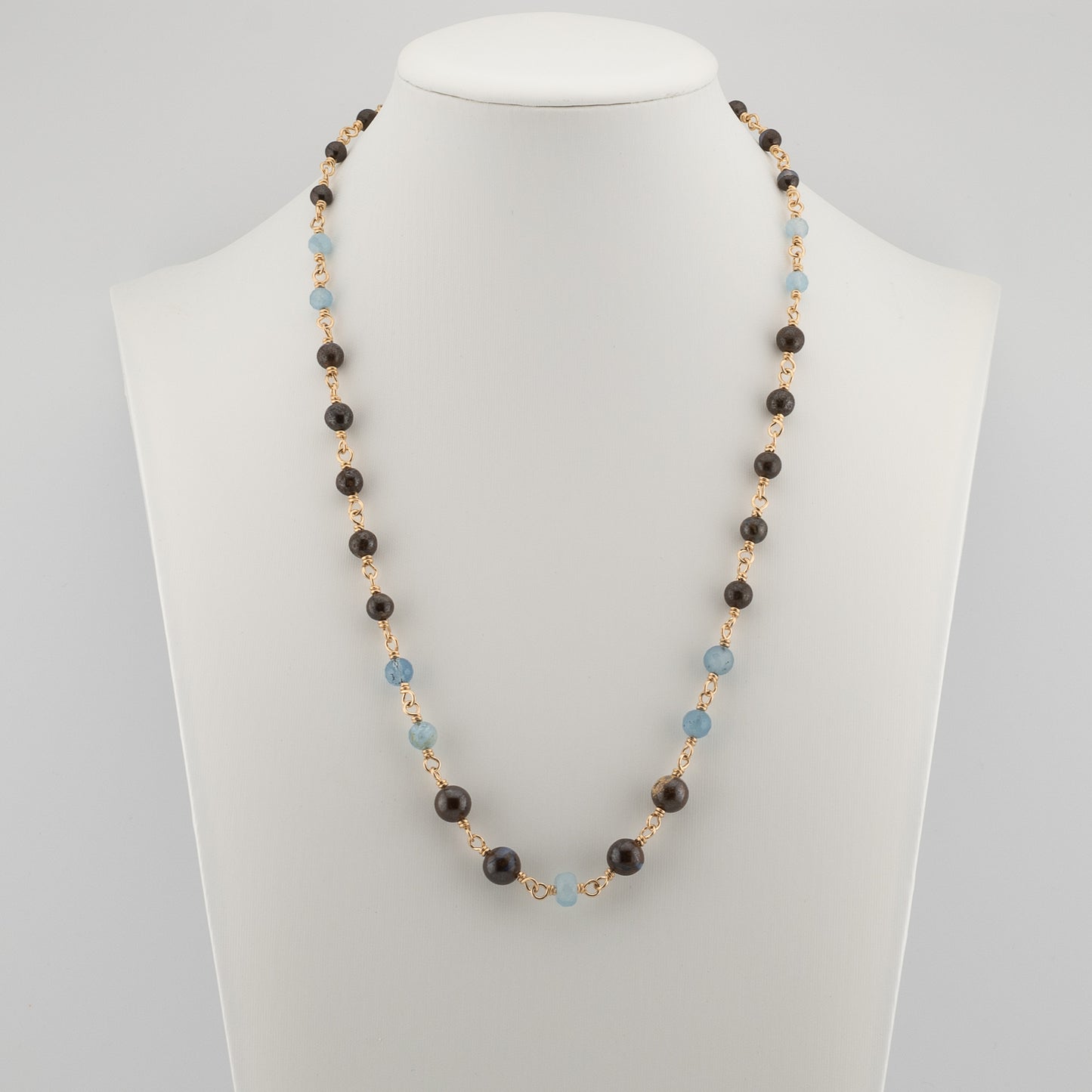 The Ethereal Depths Necklace – Boulder Opal & Faceted Aquamarine