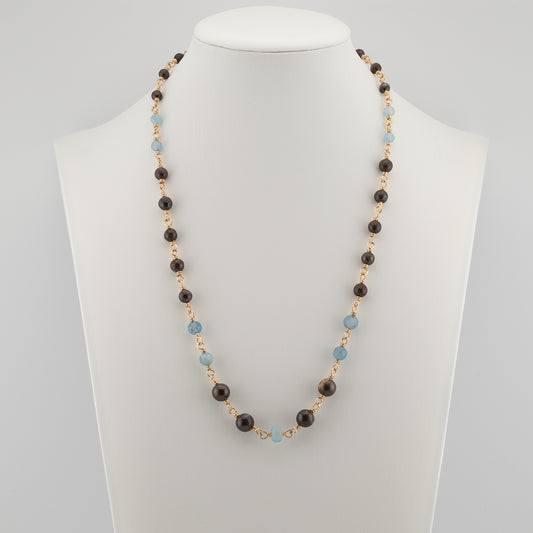 The Ethereal Depths Necklace – Boulder Opal & Faceted Aquamarine