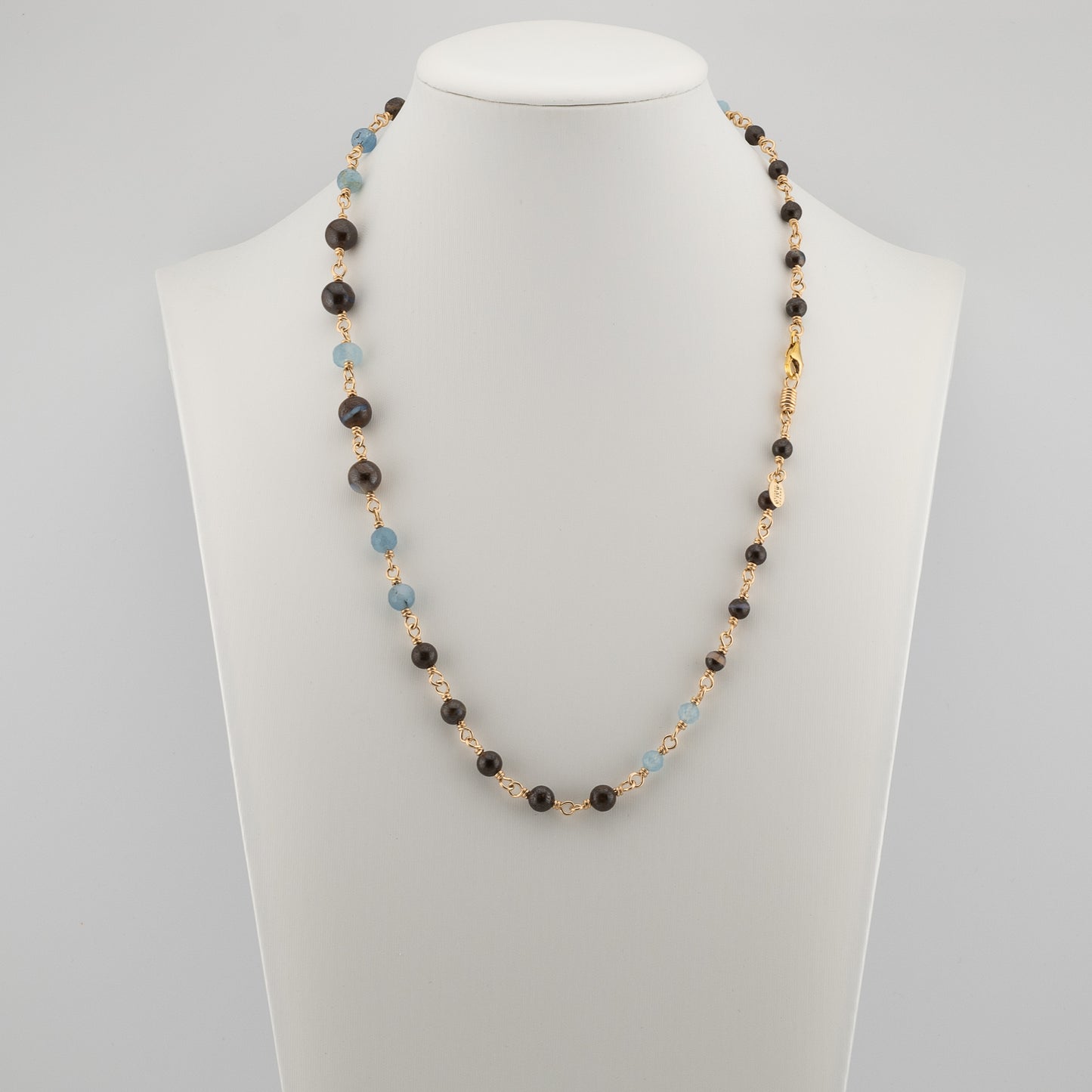 The Ethereal Depths Necklace – Boulder Opal & Faceted Aquamarine