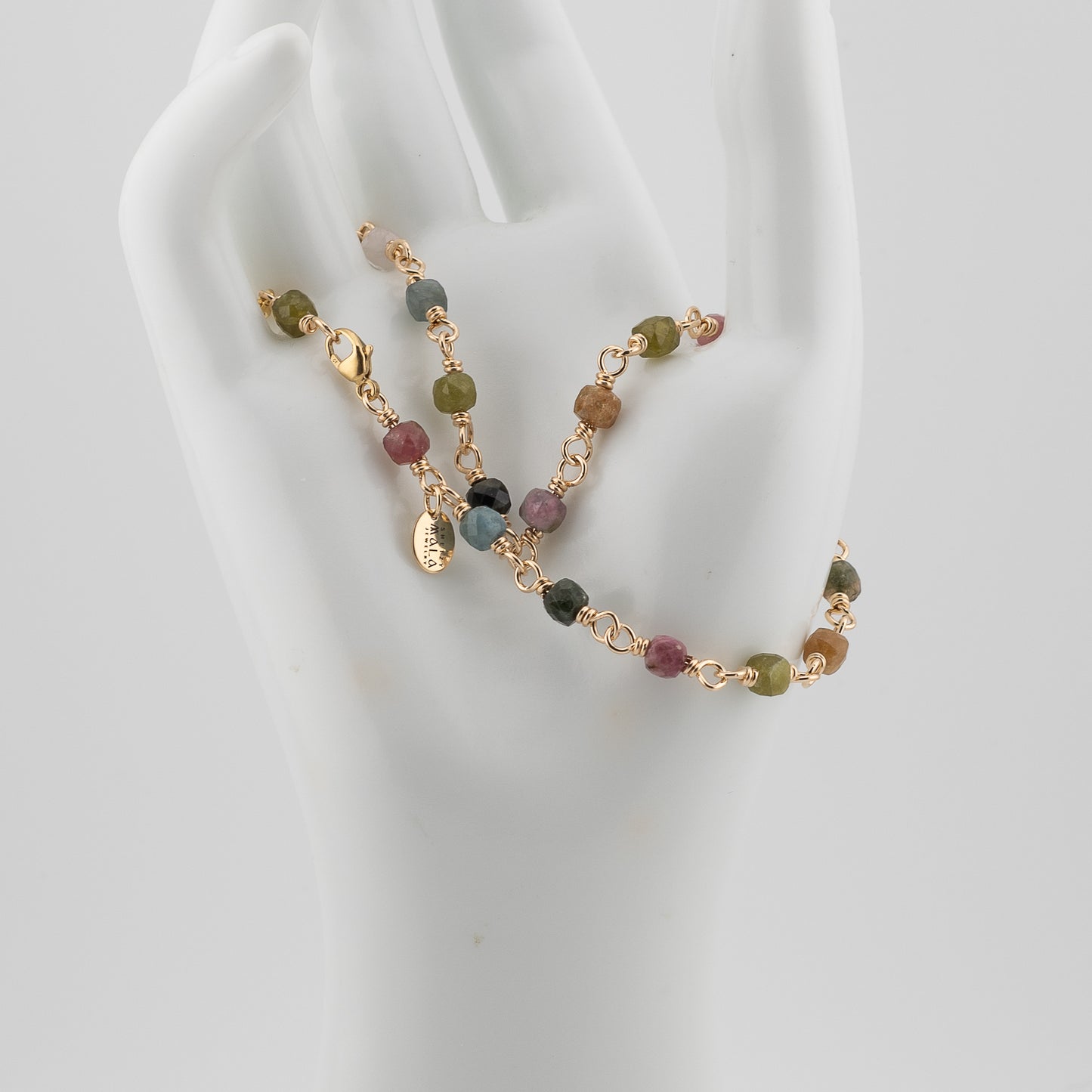 The Rainbow Prism Anklet – Multi-Color Tourmaline Cubes