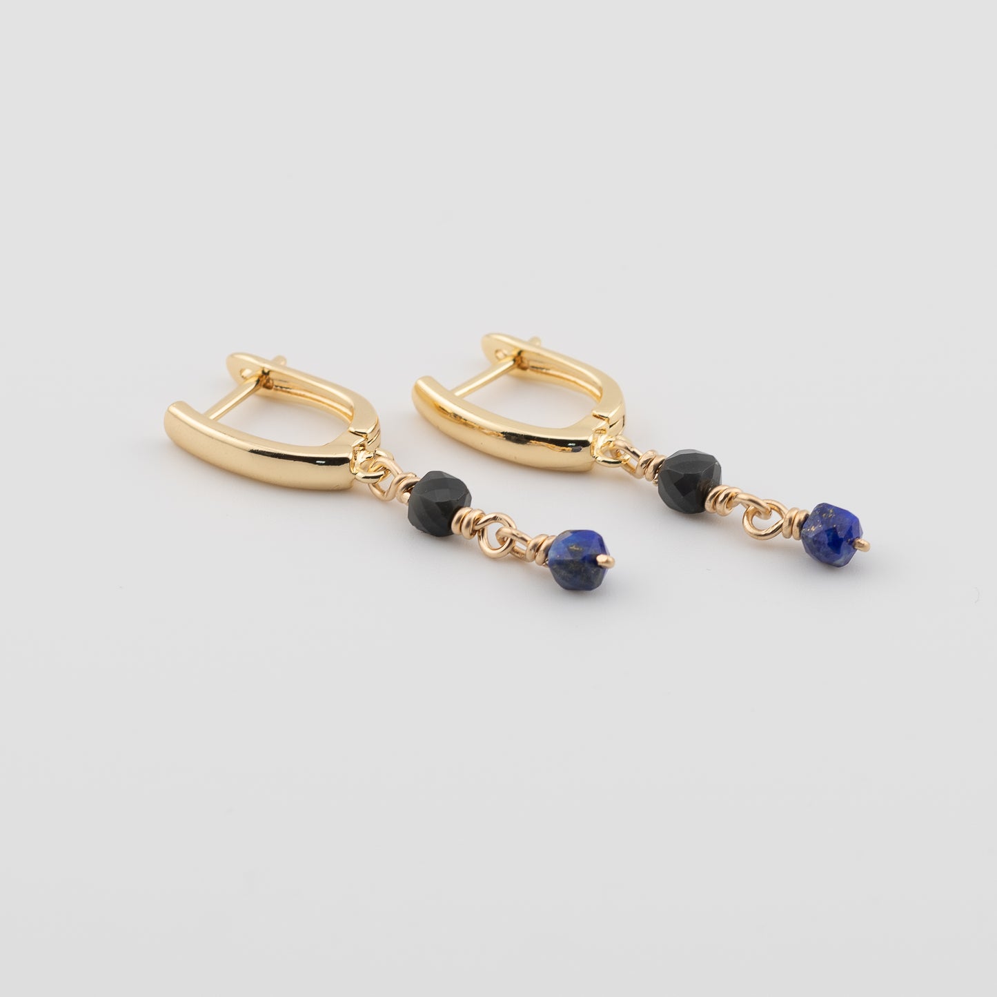 Rainbow Obsidian and Lapis Earrings