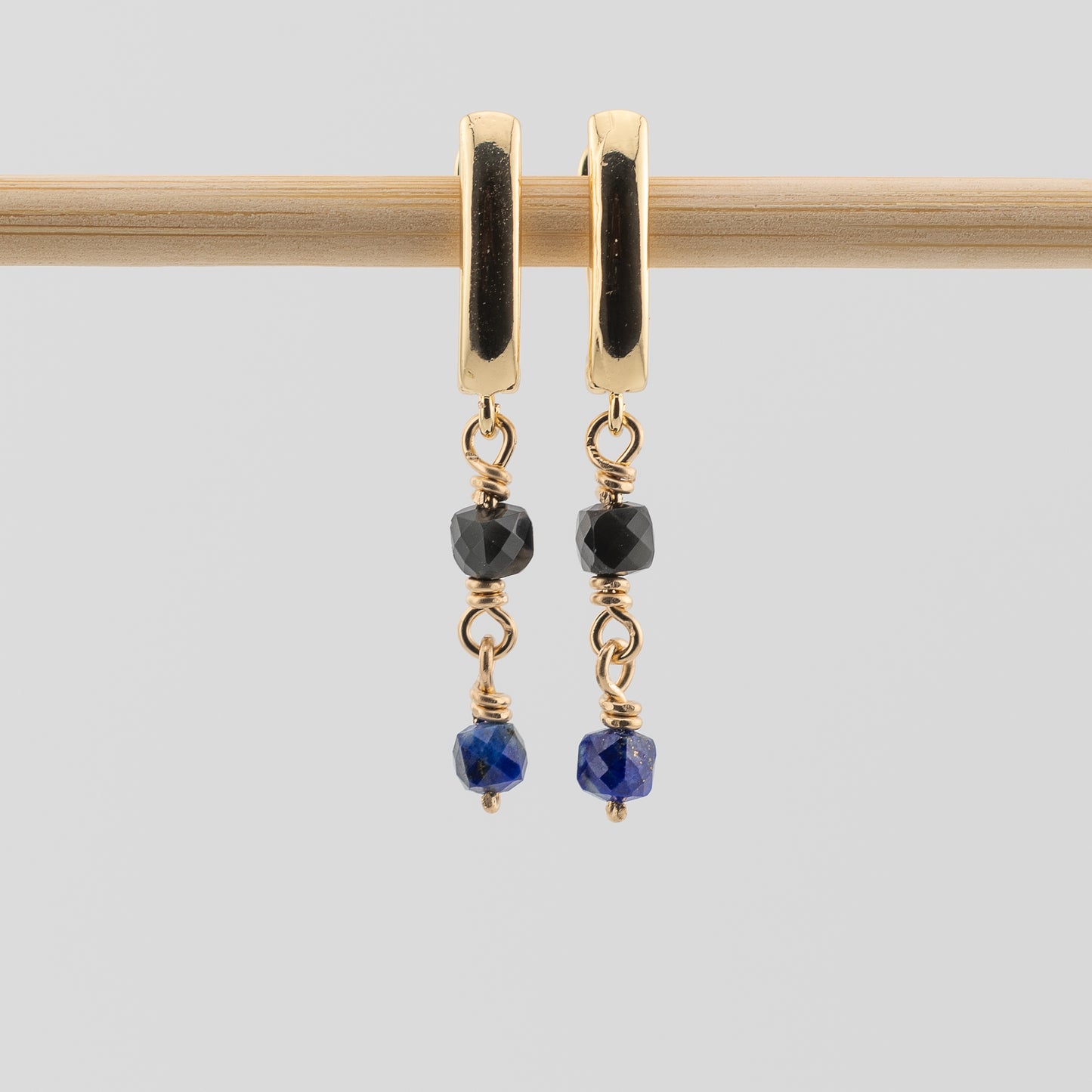 Rainbow Obsidian and Lapis Earrings