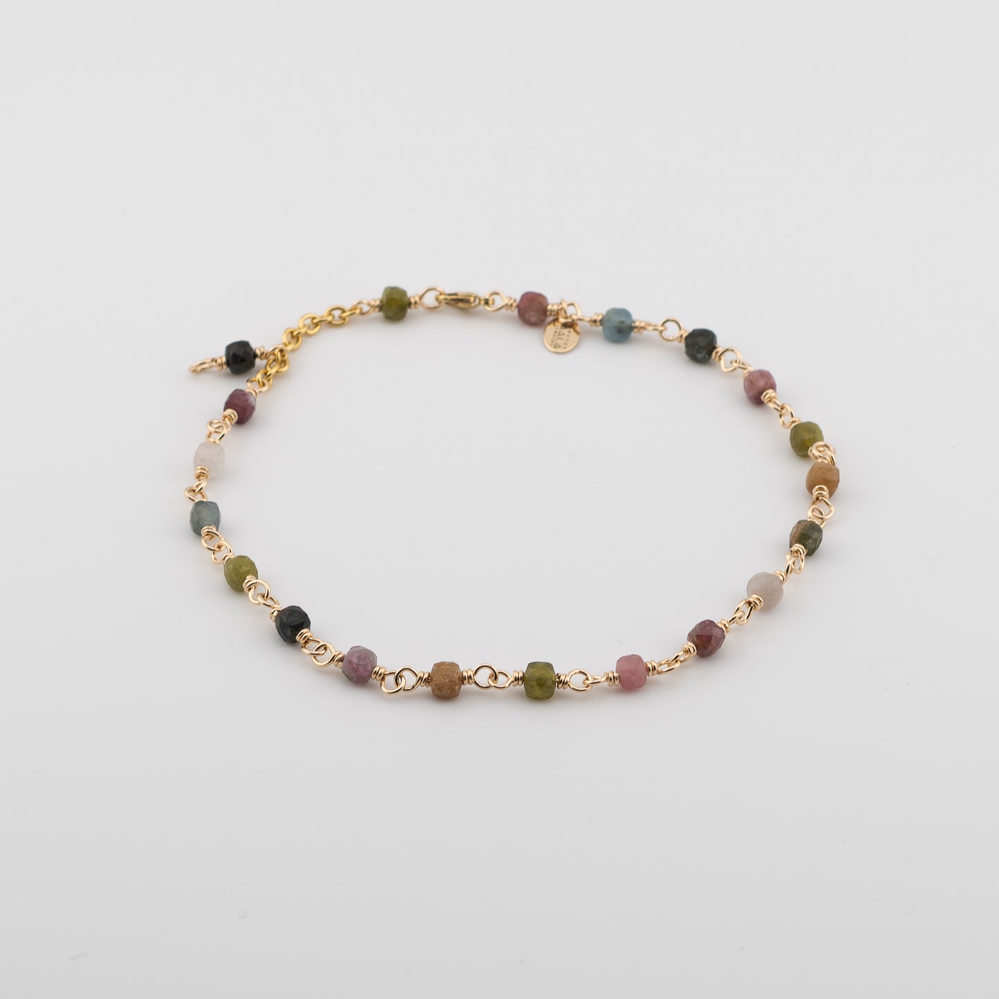 The Rainbow Prism Anklet – Multi-Color Tourmaline Cubes