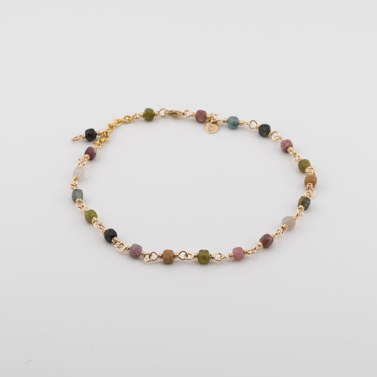The Rainbow Prism Anklet – Multi-Color Tourmaline Cubes