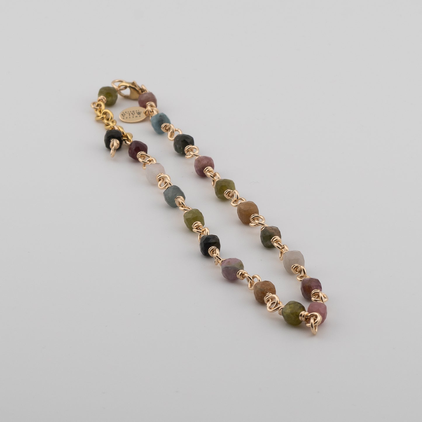 The Rainbow Prism Anklet – Multi-Color Tourmaline Cubes