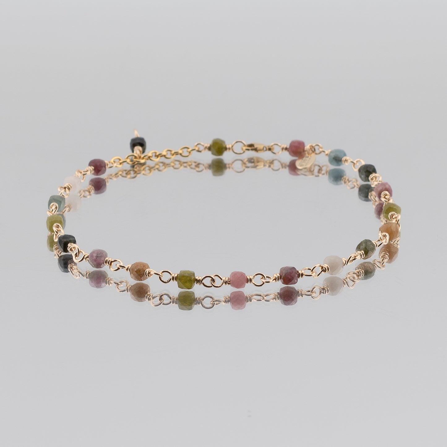 The Rainbow Prism Anklet – Multi-Color Tourmaline Cubes