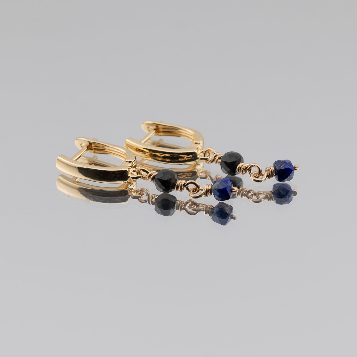Rainbow Obsidian and Lapis Earrings