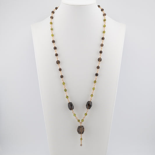 The Woodland Canopy Cascade - Smokey Quartz & Peridot