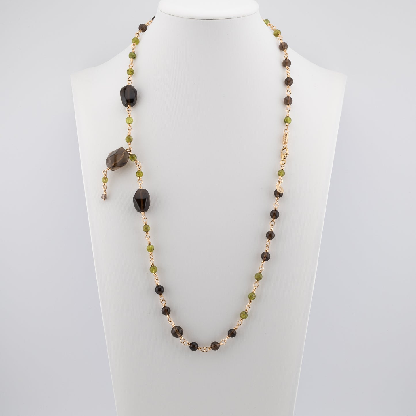 The Woodland Canopy Cascade - Smokey Quartz & Peridot