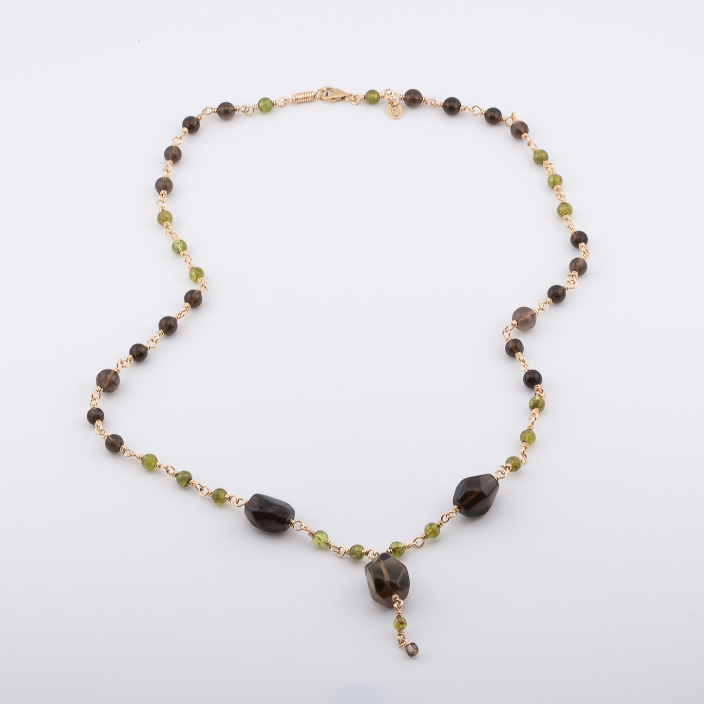 The Woodland Canopy Cascade - Smokey Quartz & Peridot