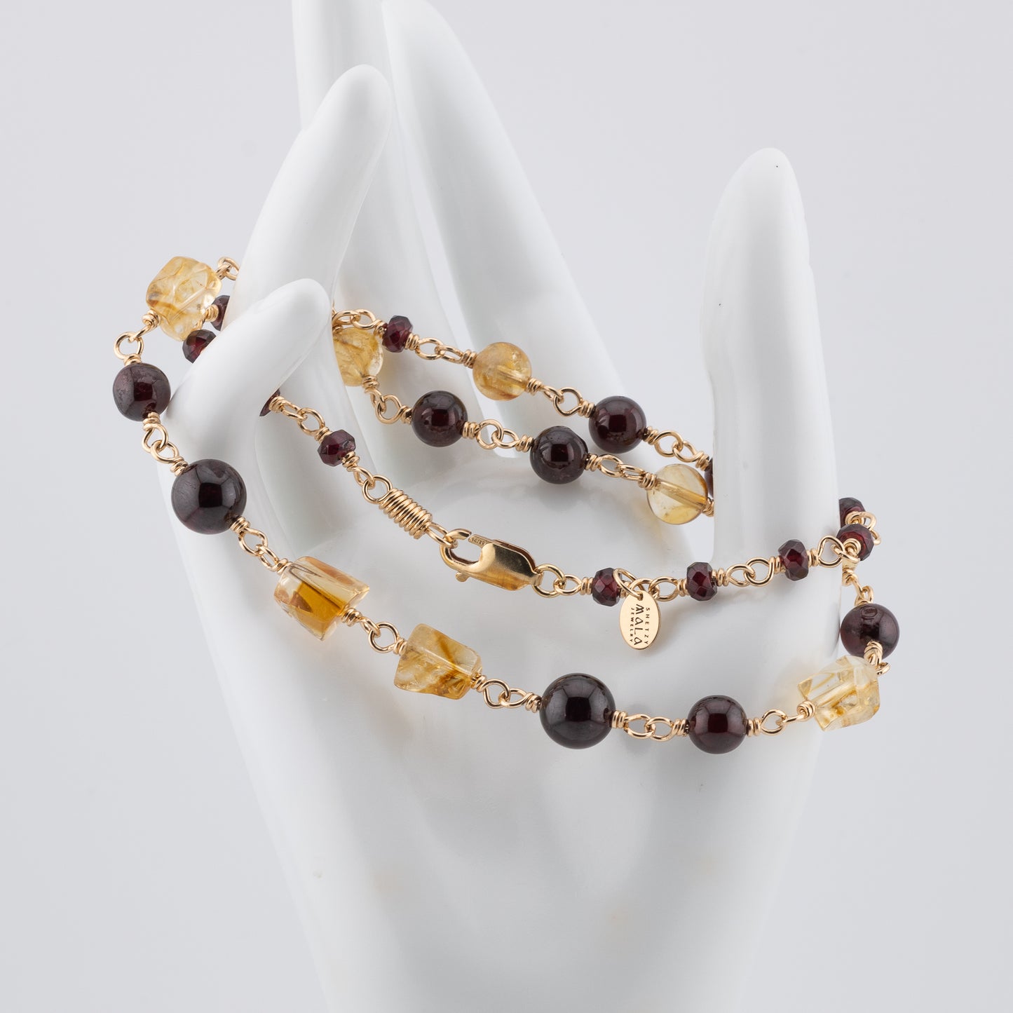 The Solar Flare Symphony - Citrine & Red Garnet