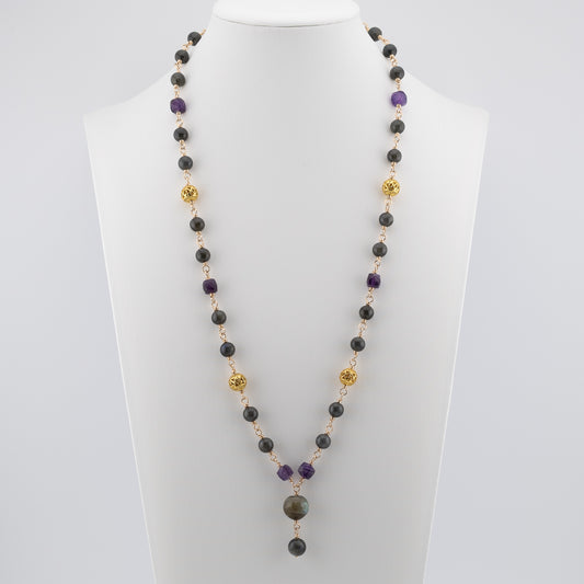 The Violet Mystic Necklace - Labradorite, Amethyst & Filigree