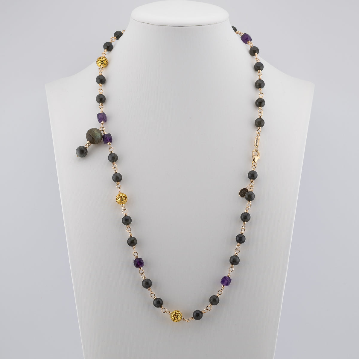 The Violet Mystic Necklace - Labradorite, Amethyst & Filigree